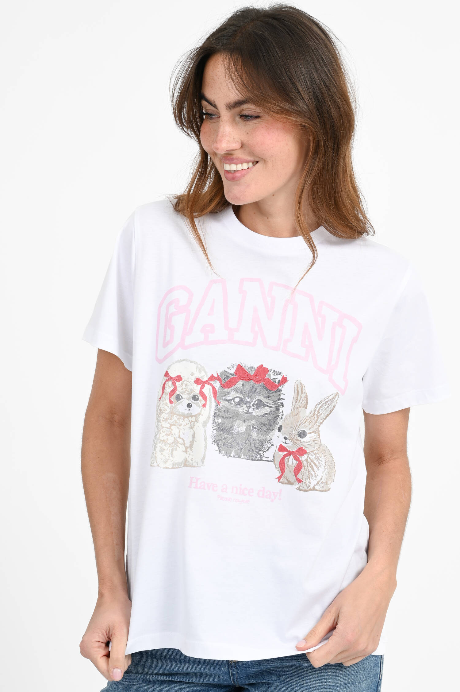 T-Shirt mit Logo-Detail in Weiß