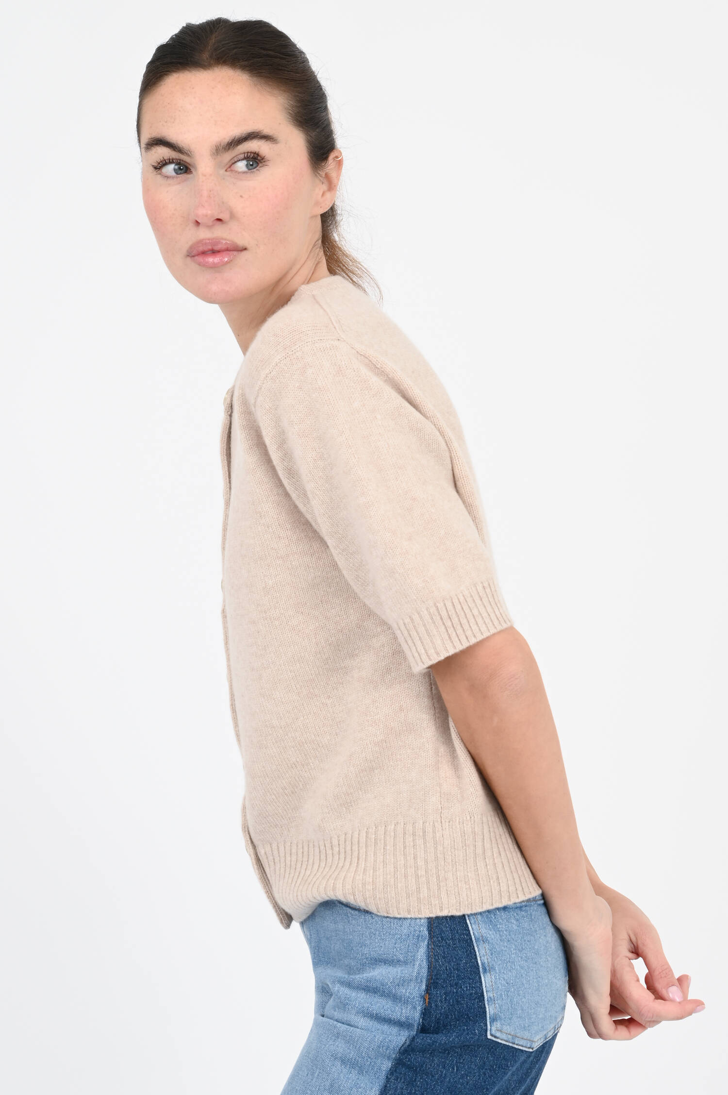 Cashmere-Strickweste in Natur