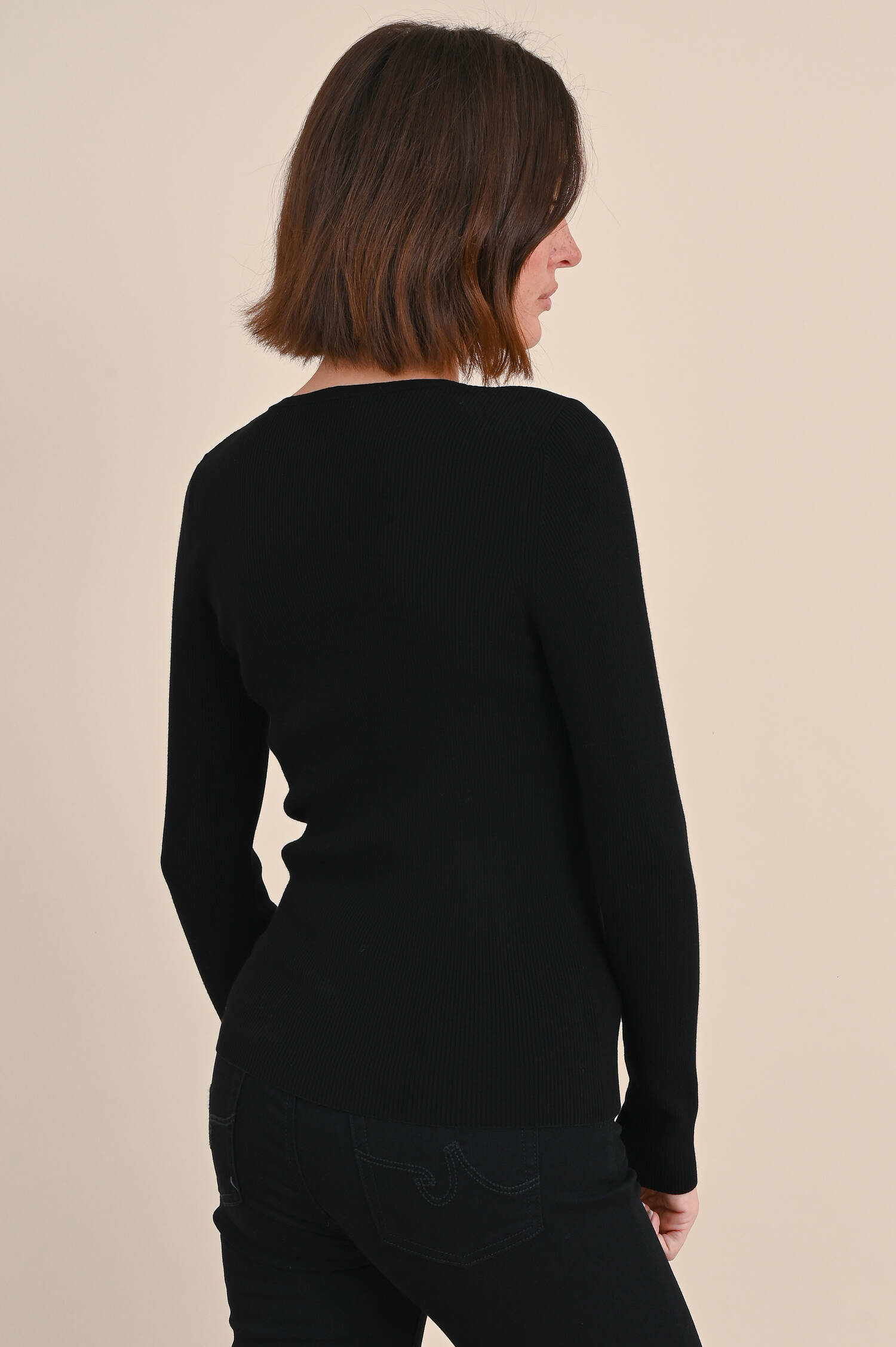 Feinstrick Pullover in Schwarz