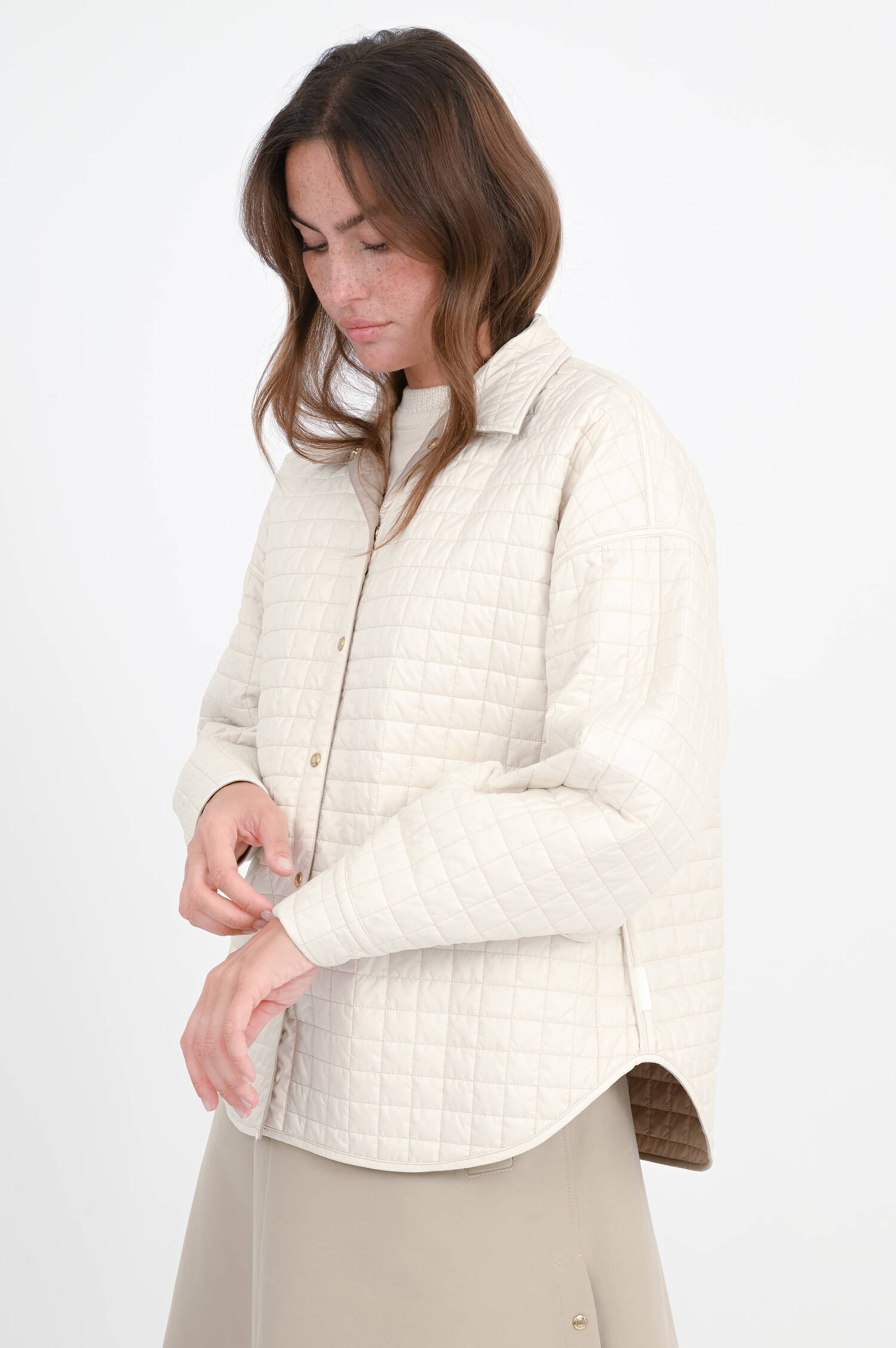 Wattierte Wendejacke/Hemd in Beige