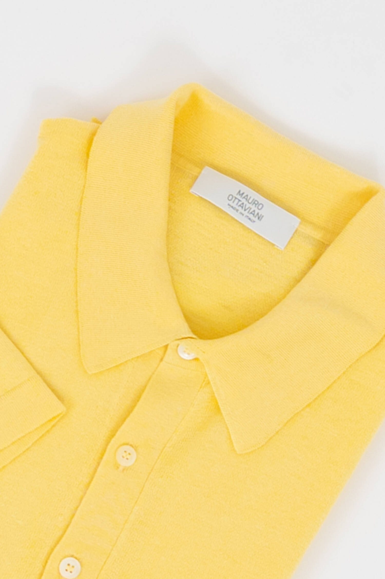 Seidenmix Feinstrick Polo-Shirt in Pastellgelb