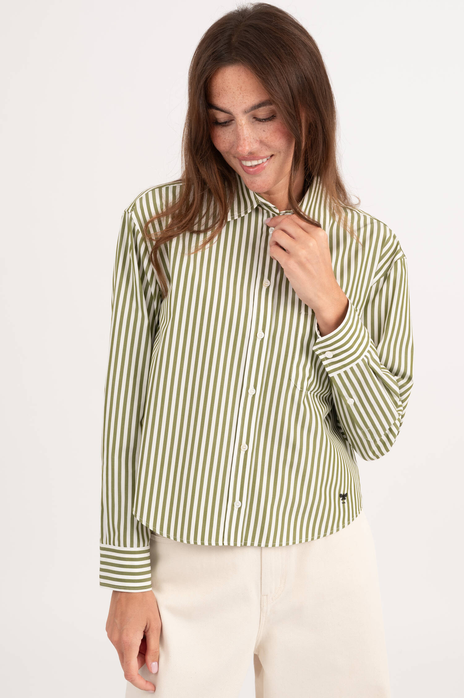Bluse PANETTO mit Streifen in Grün/Weiß Bluse PANETTO mit Streifen in Grün/Weiß