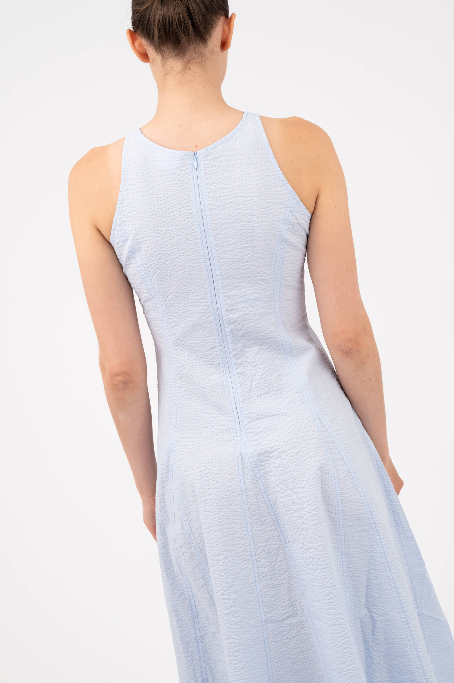 Seersucker Kleid in Hellblau