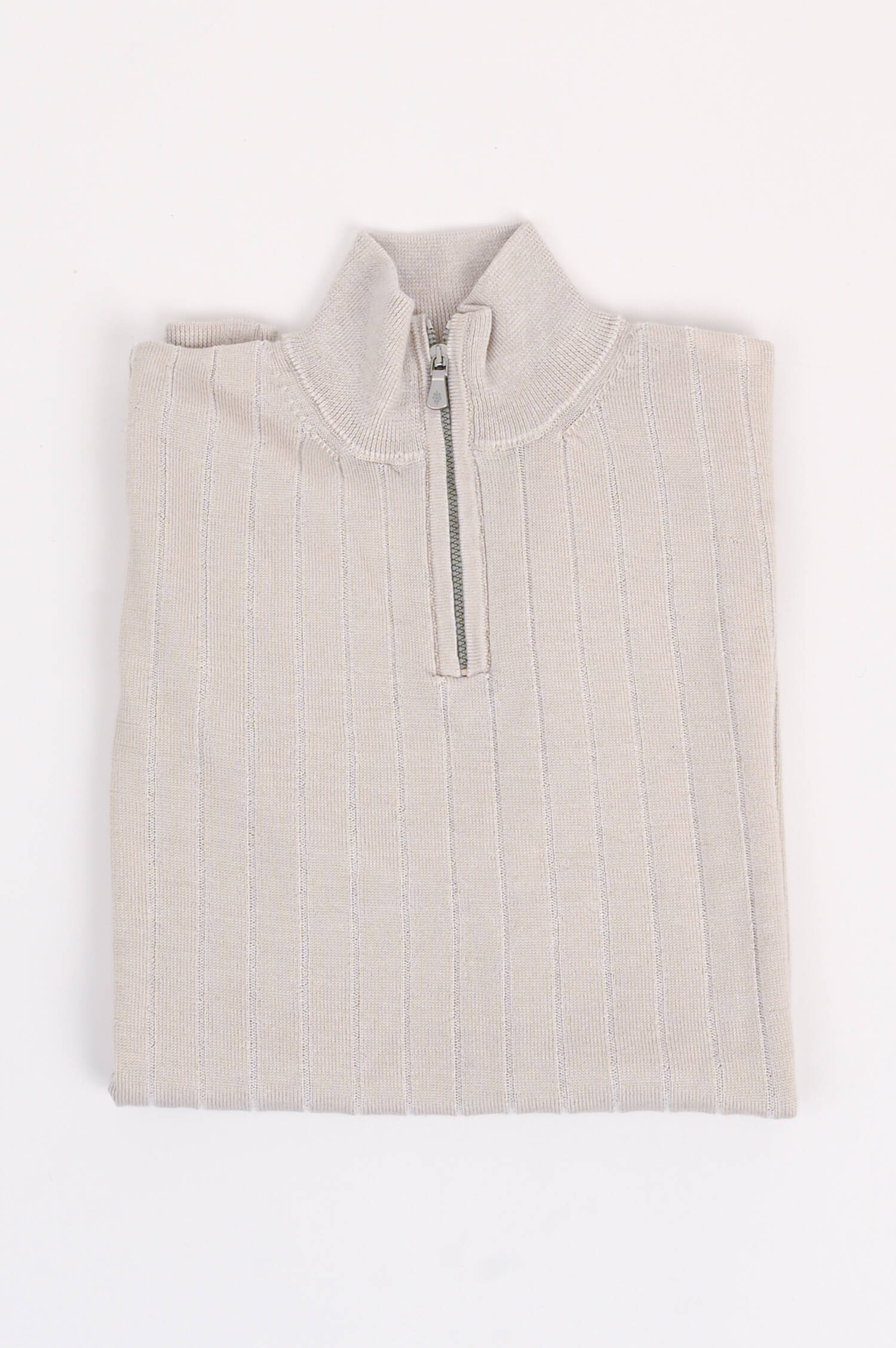 Ripp-Poloshirt in Beige
