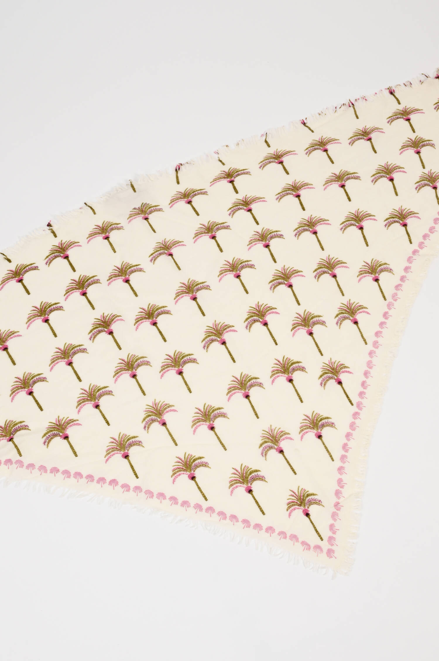 Dreieckstuch OPALME in Creme/Grün/Rosa