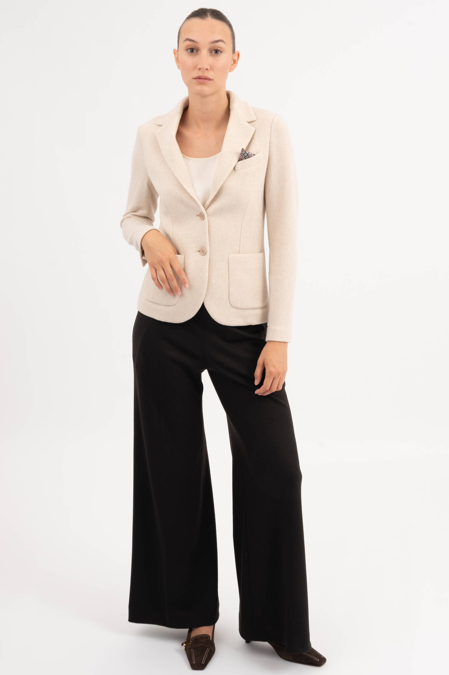 Blazer aus Schurwolle in Cream