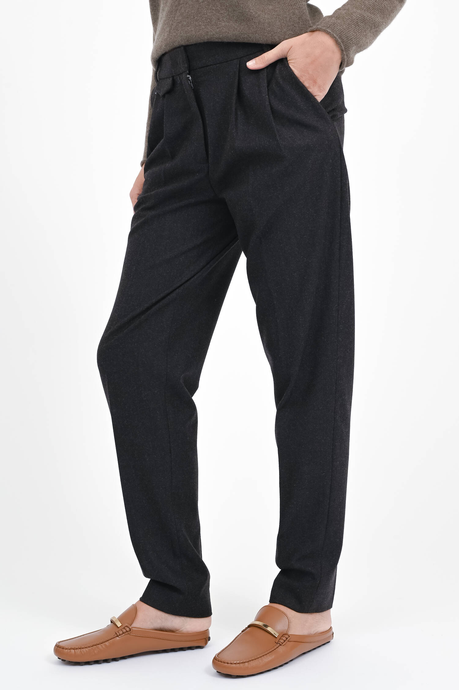 Flanell Hose FABIOLA in Graubraun