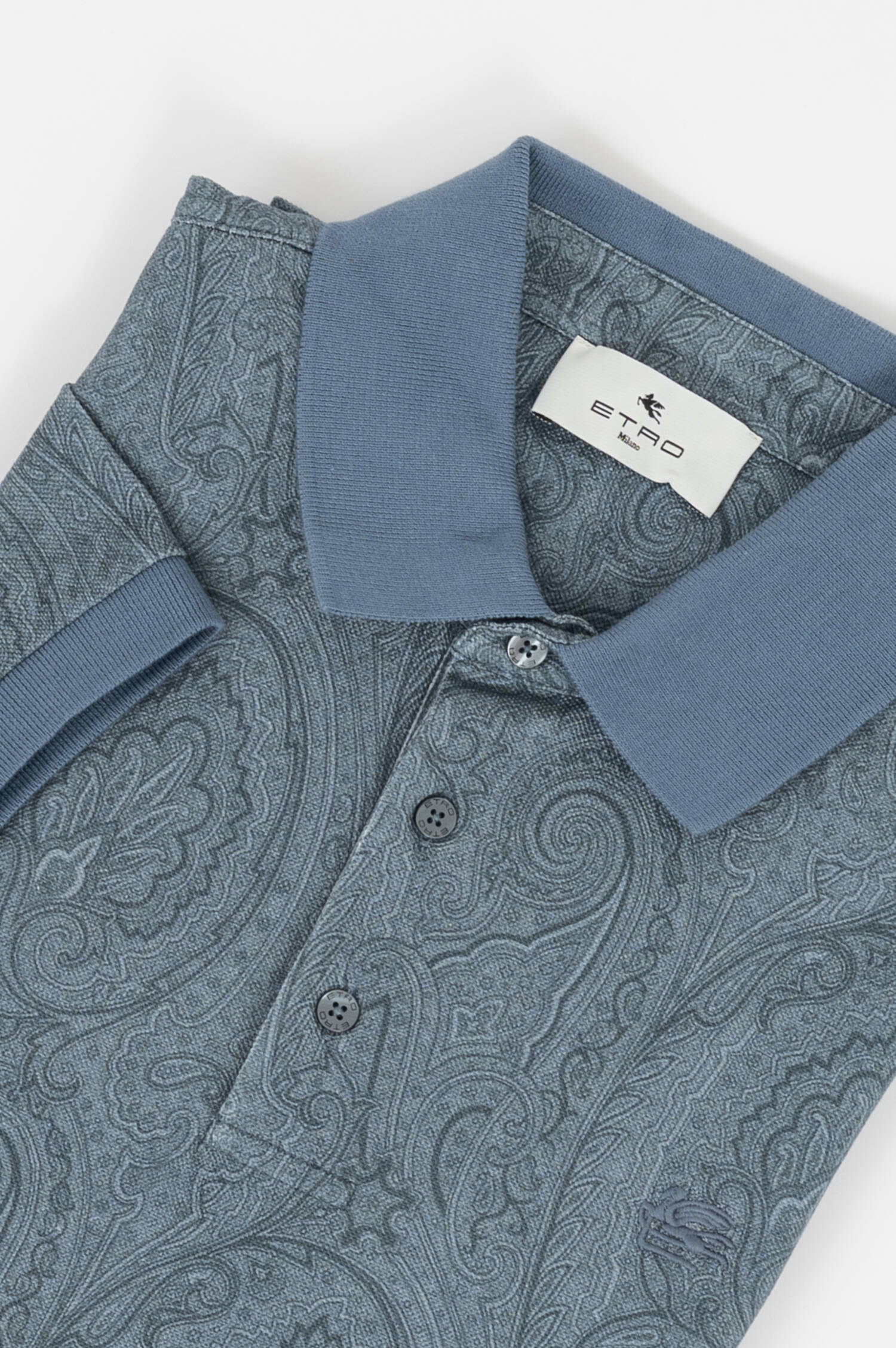 Polo-Shirt mit Paisley Muster in Hellblau