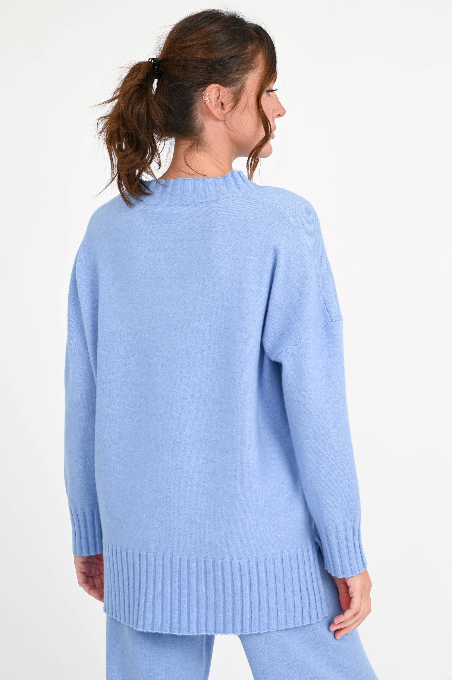 Pullover aus Woll-Mix in Hellblau