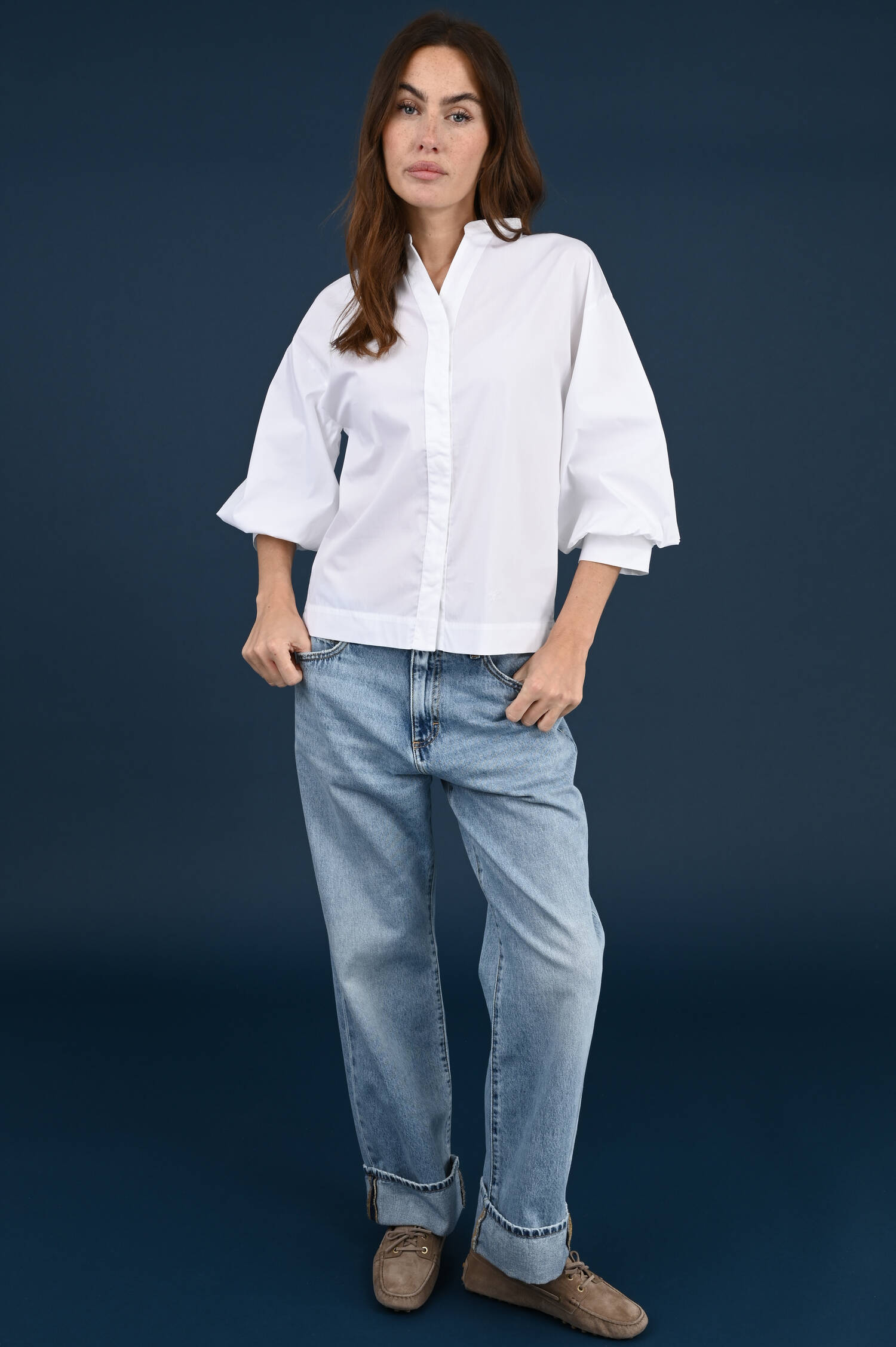 Bluse AMAL mit Puffärmeln in Weiß