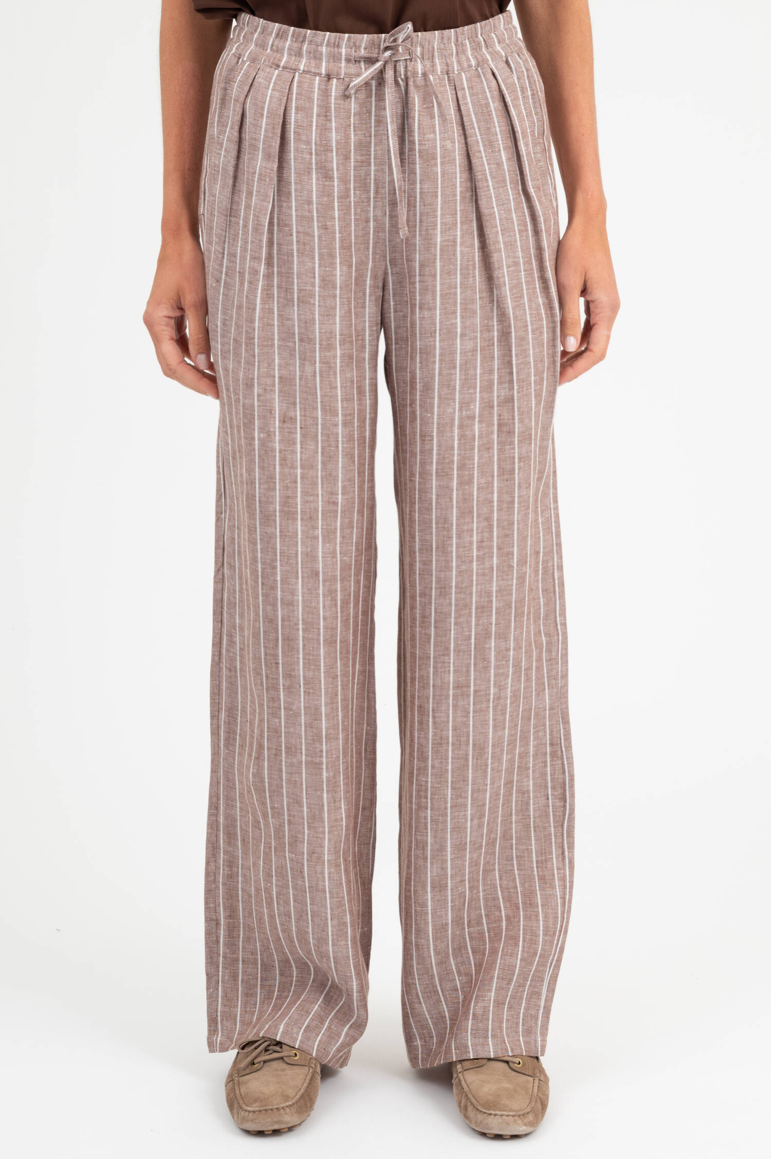 Leinenhose in Braun/Weiß gestreift Leinenhose in Braun/Weiß gestreift