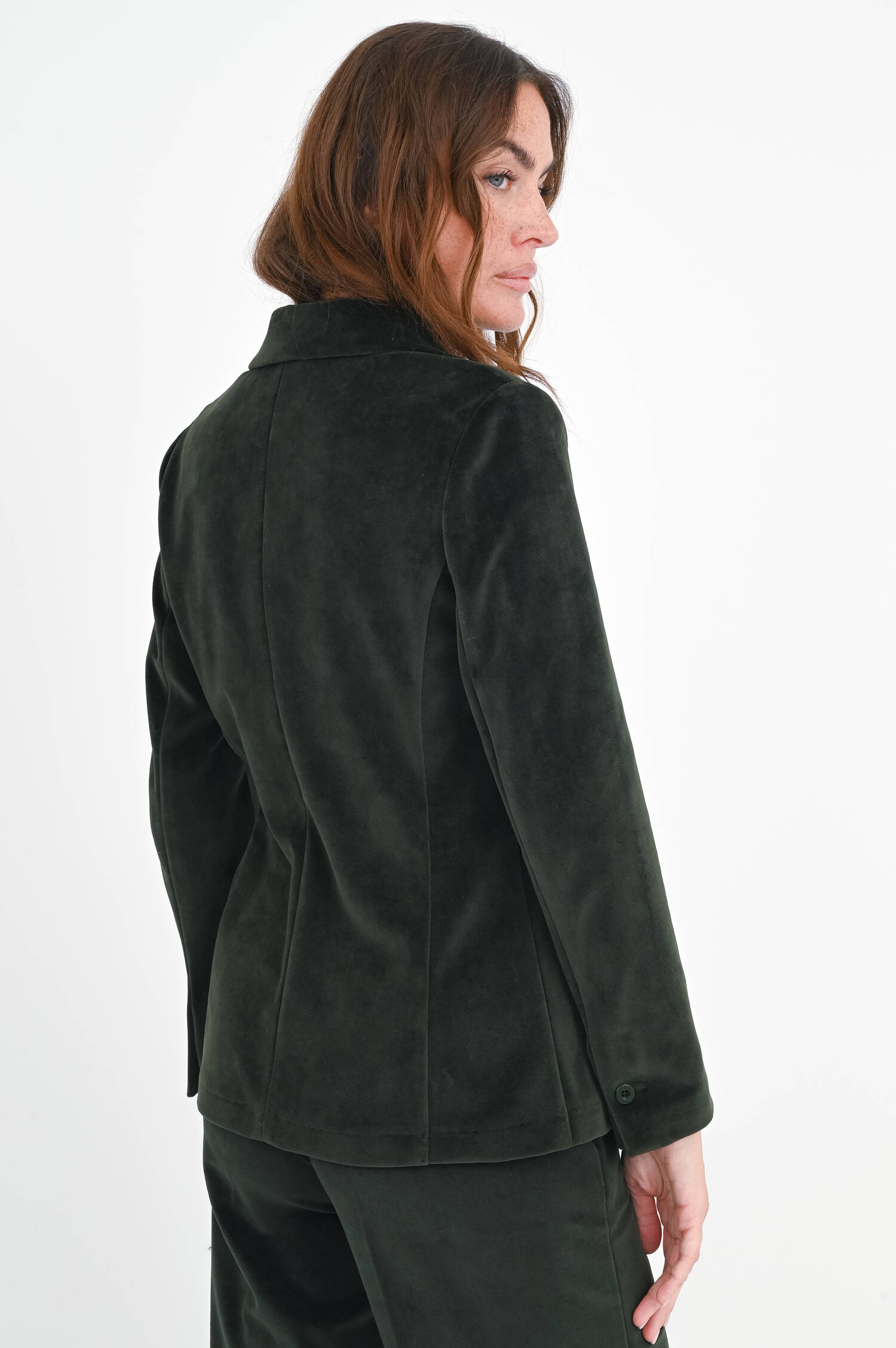  Taillierter Blazer aus Samt in Dark Forest