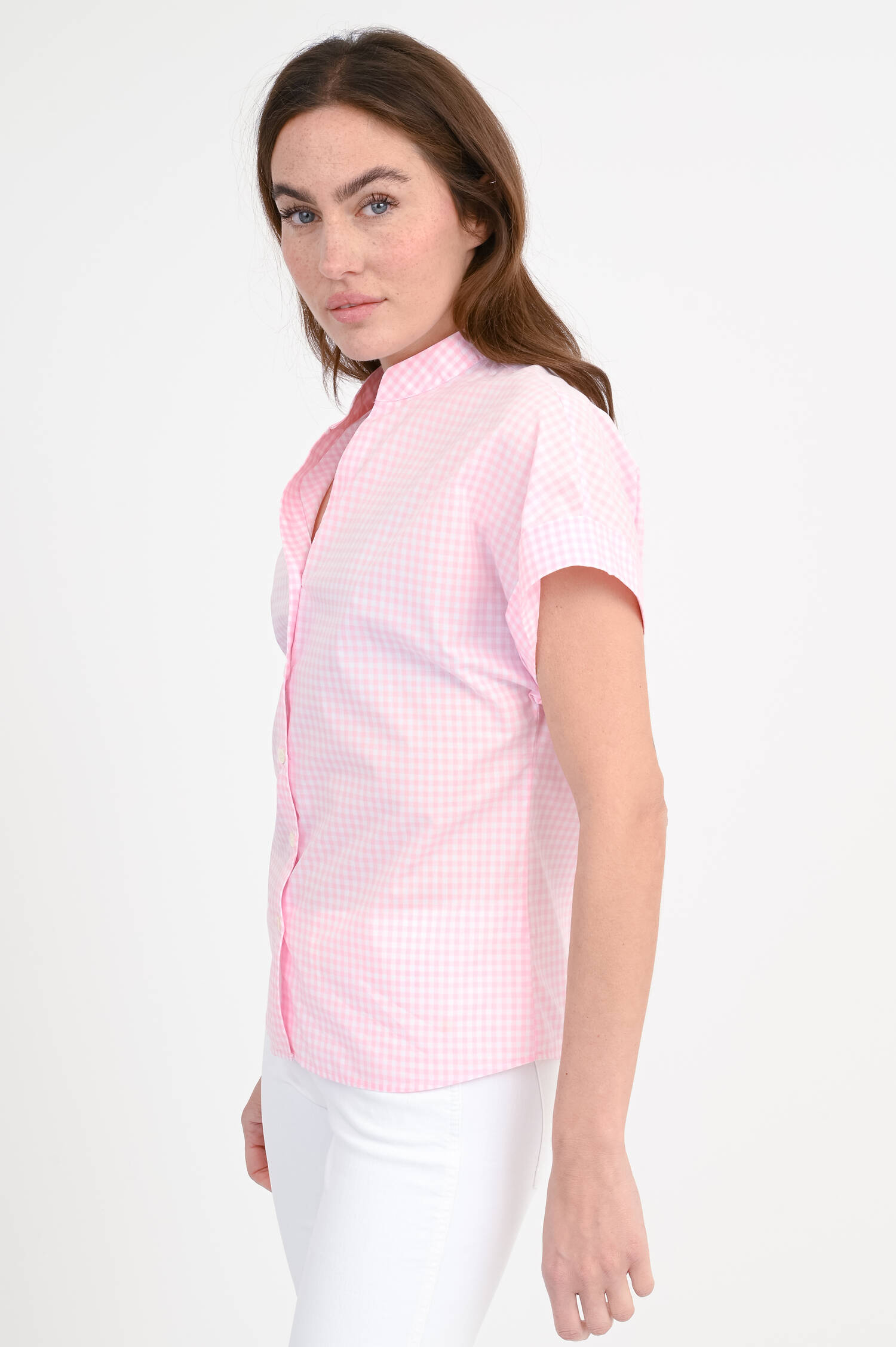 Karrierte Bluse MAEL in Rosa/Weiß