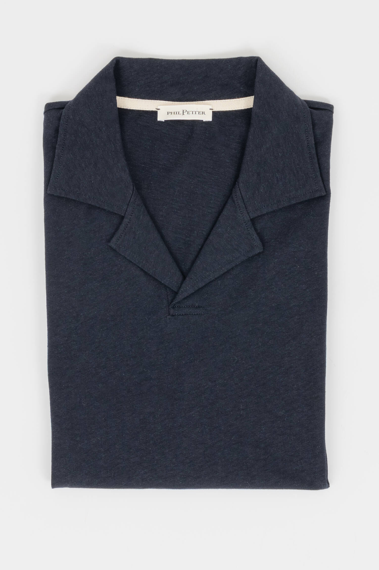 Leinenmix Poloshirt in Navy