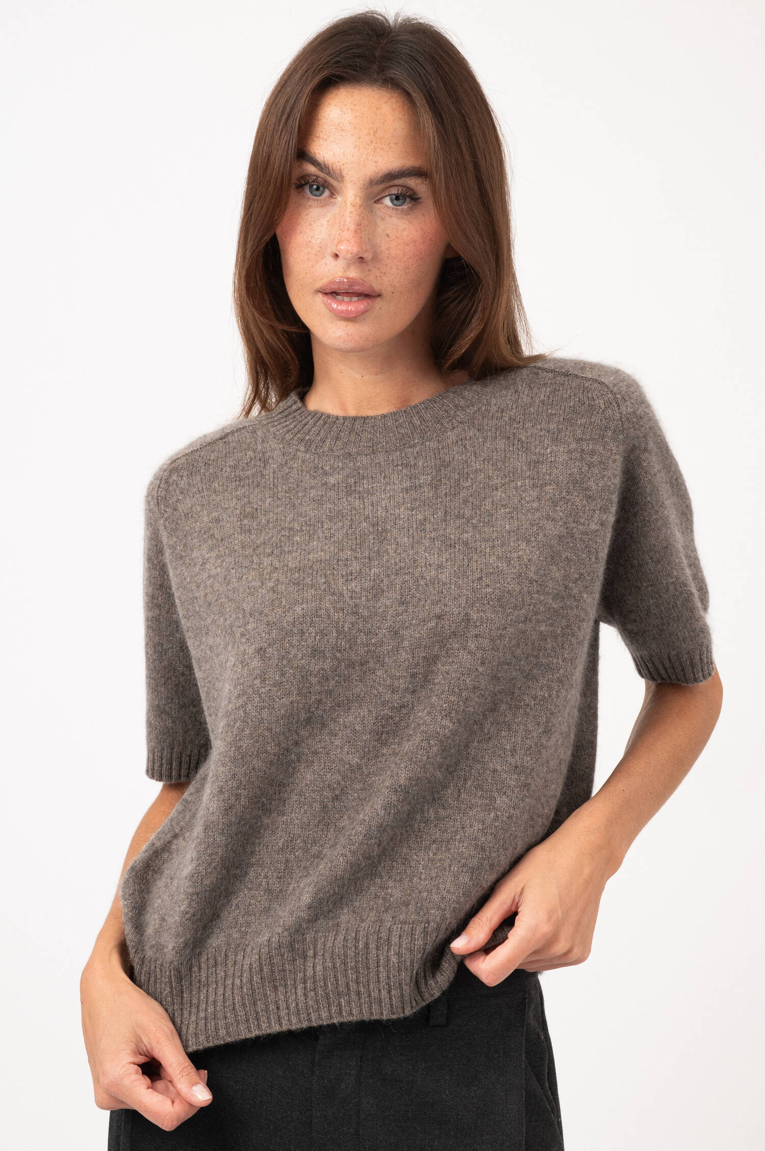 Woll-Cashmere-Pullover ANITA in Braun meliert Woll-Cashmere-Pullover ANITA in Braun meliert