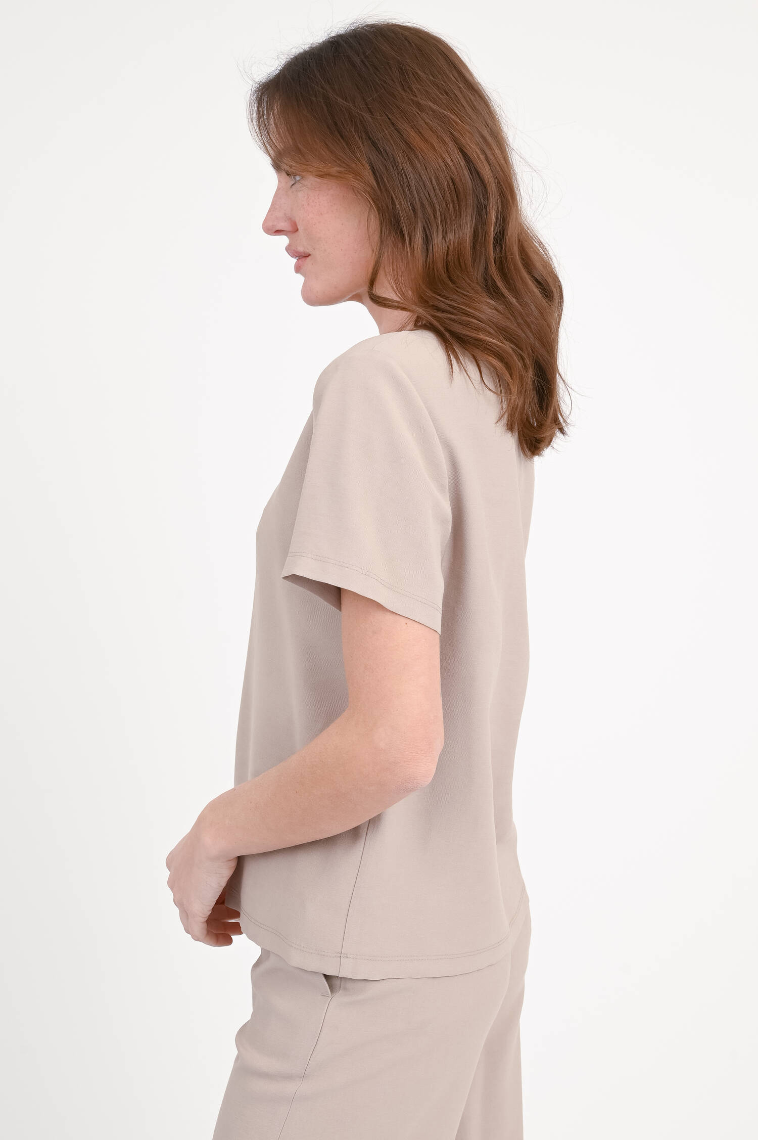 Shirt aus Viskose-Mix in Taupe