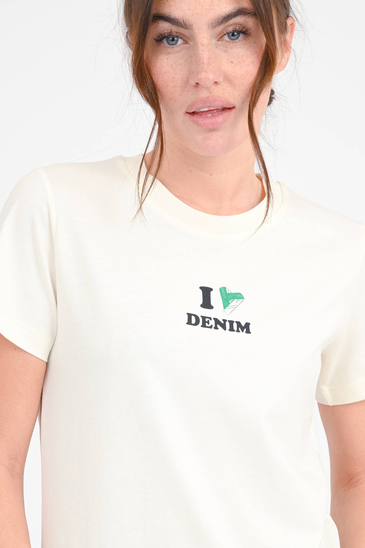 T-Shirt I LOVE DENIM in Ivory