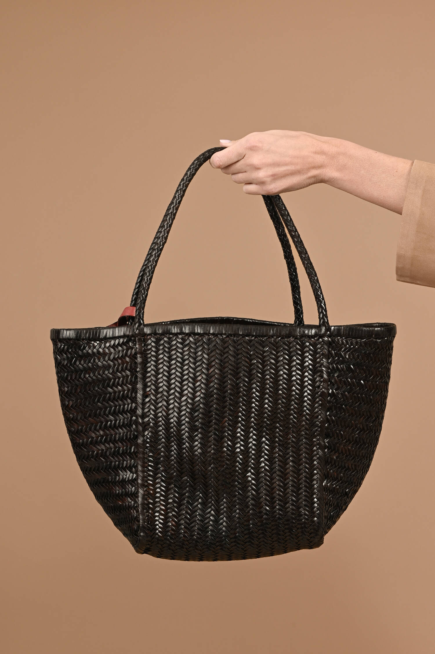 Geflochtener Leder Shopper RUBENS in Chocolate