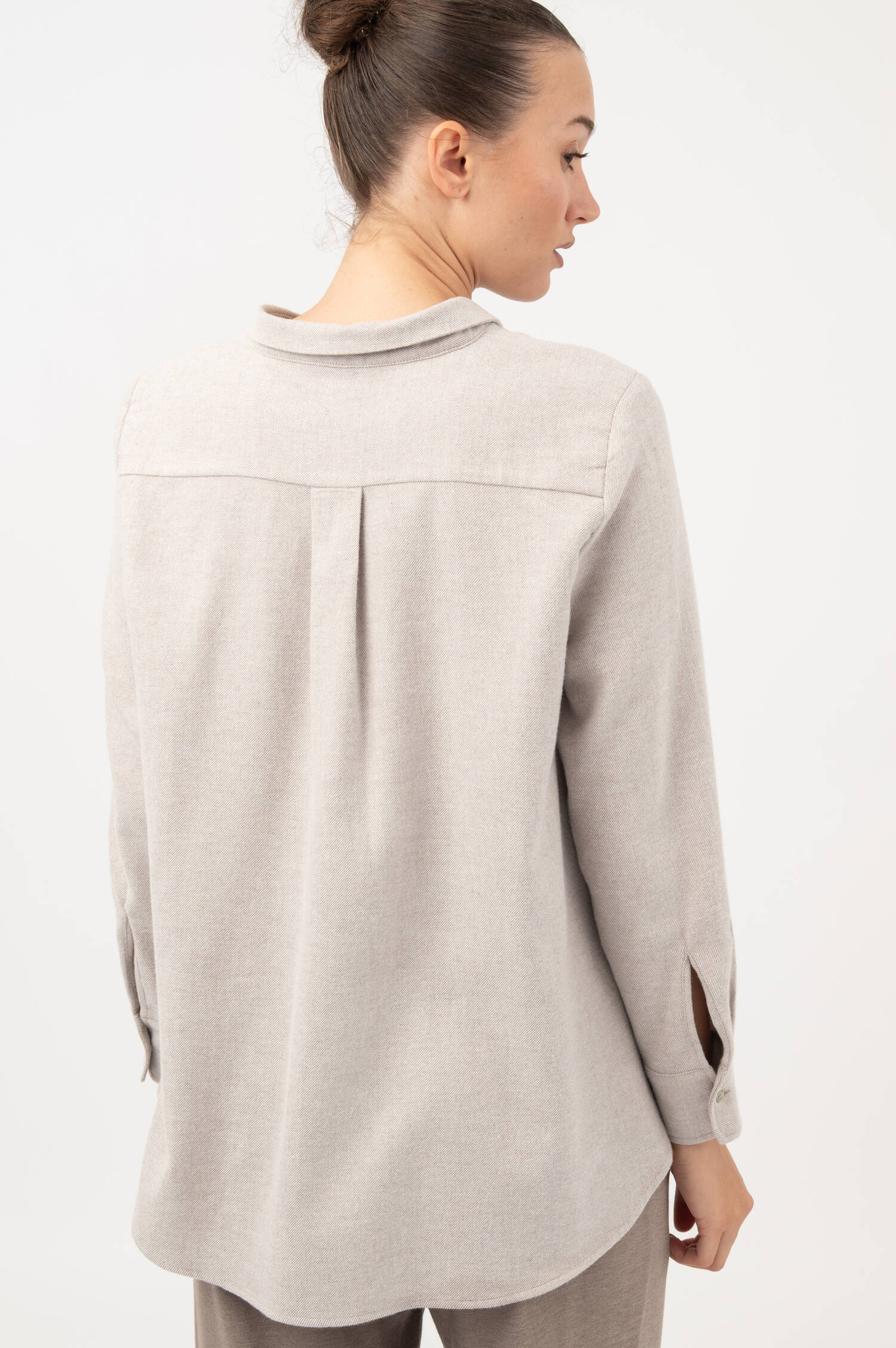 Weiche Baumwollbluse mit Streifen in Weiß/Grau
