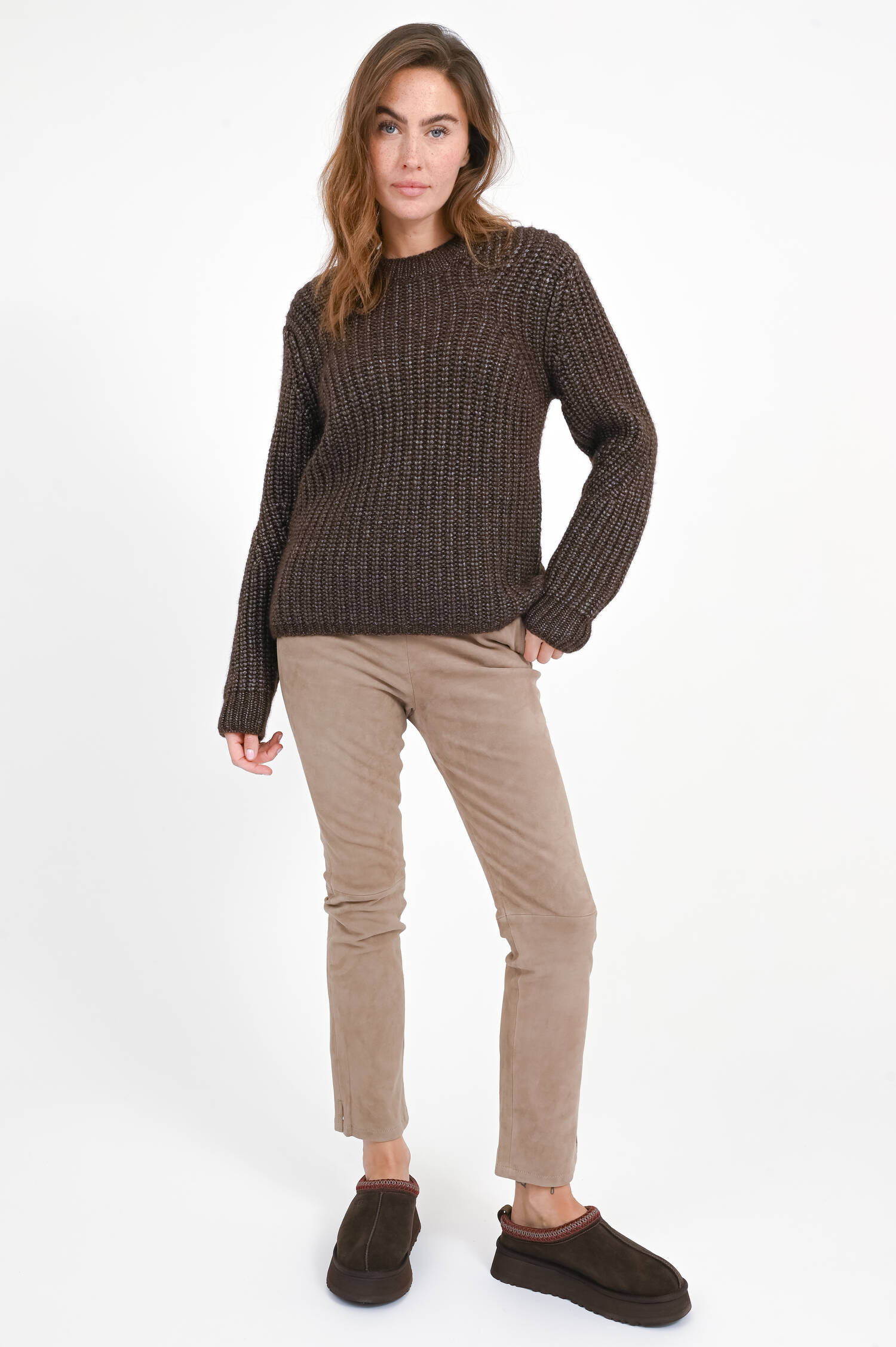 Grobstrick-Pullover in Fondente