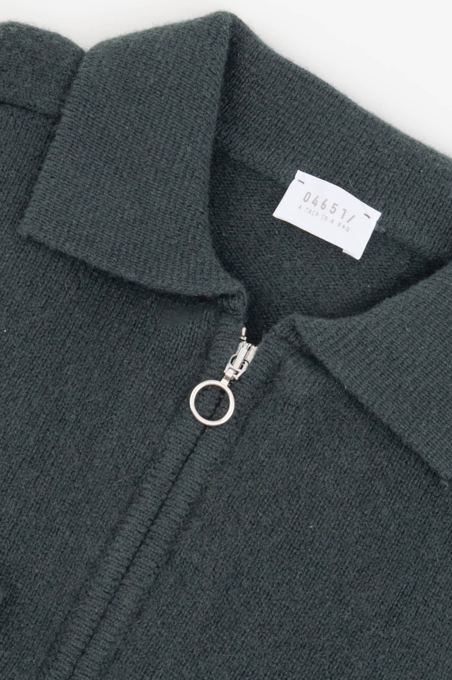 Woll-Cashmere-Polo-Pullover in Dunkelgrün