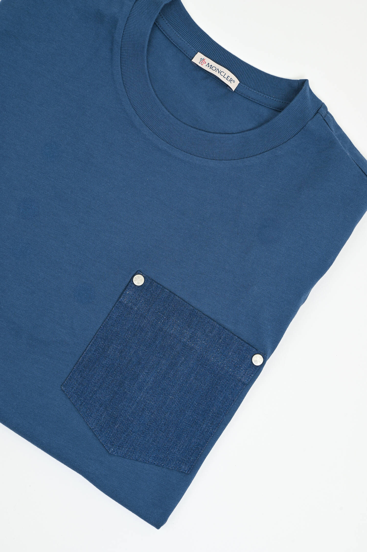 Kurzarmshirt mit Denim-Detail in Dunkelblau