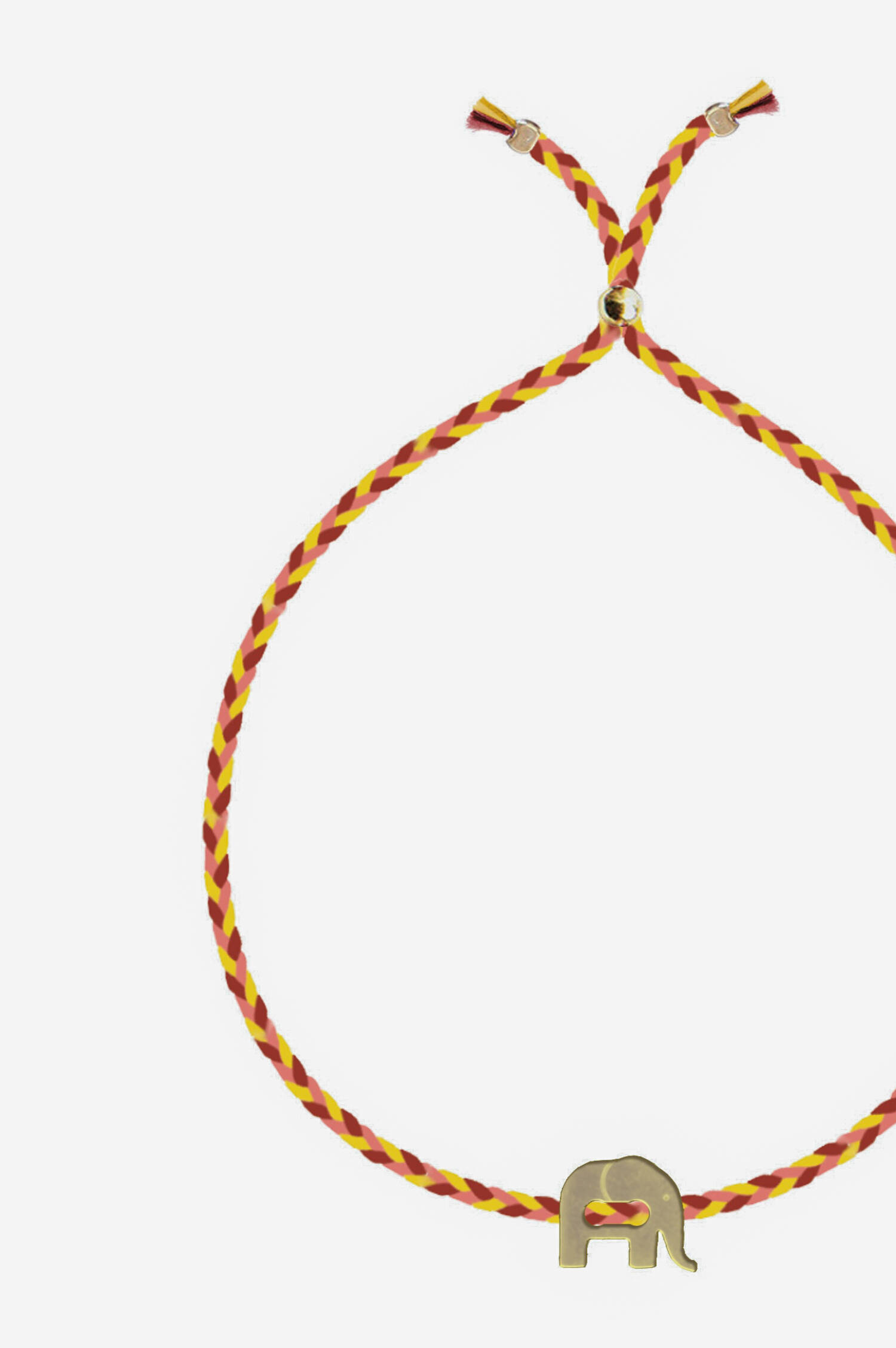 Armband mit goldenem ELEFANT in Rot/Braun/Gelb