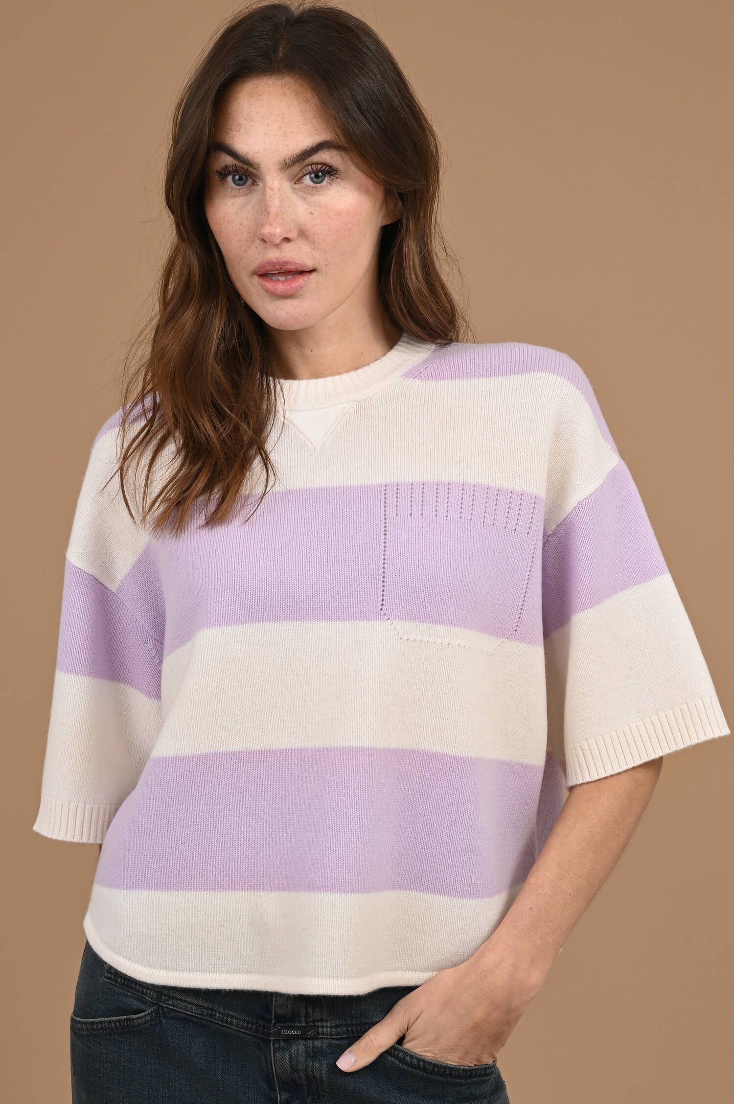 Pullover MODERN STATEMENTS in White/Lavendel