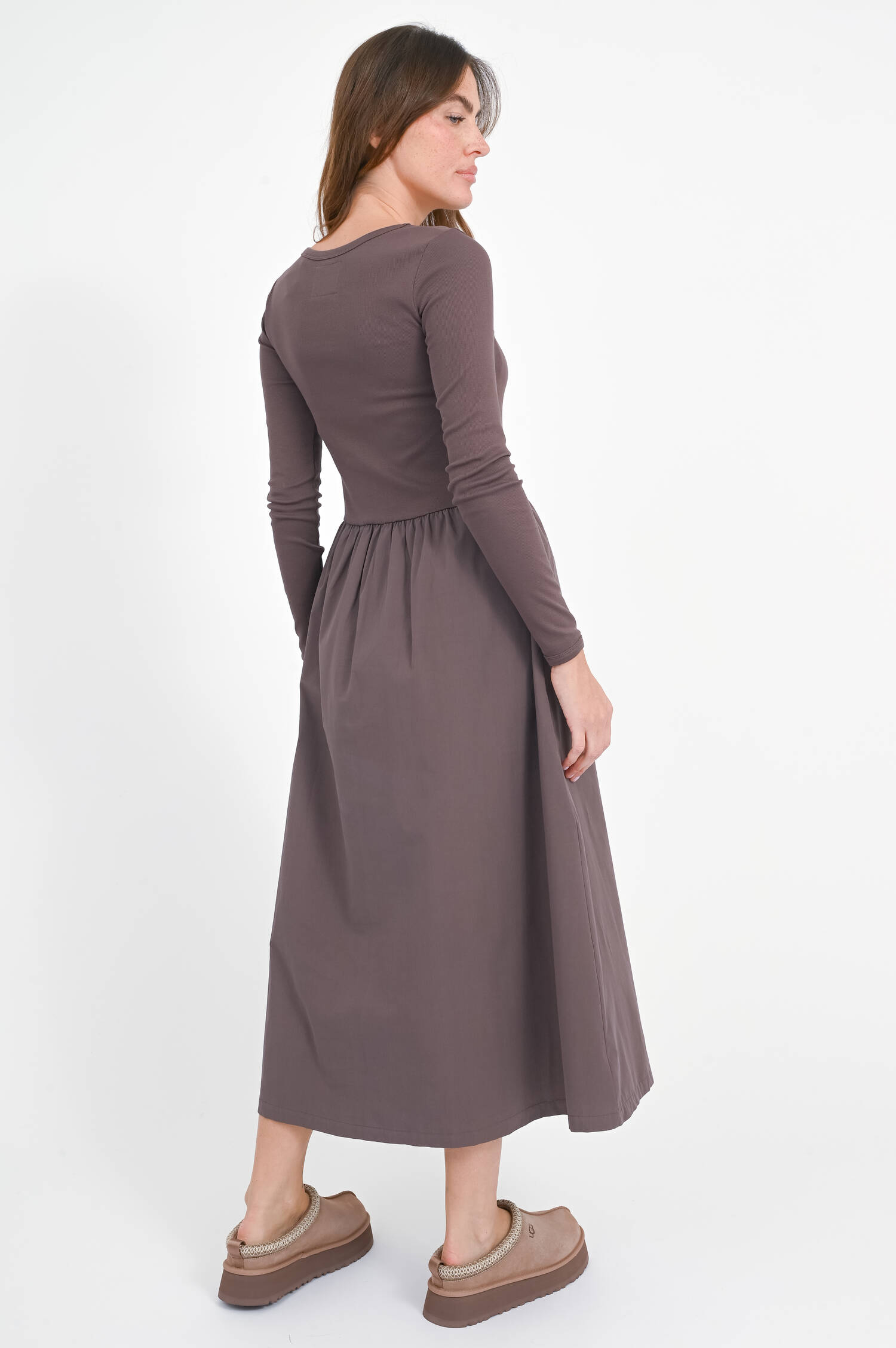 Langarm Kleid in Chocolate
