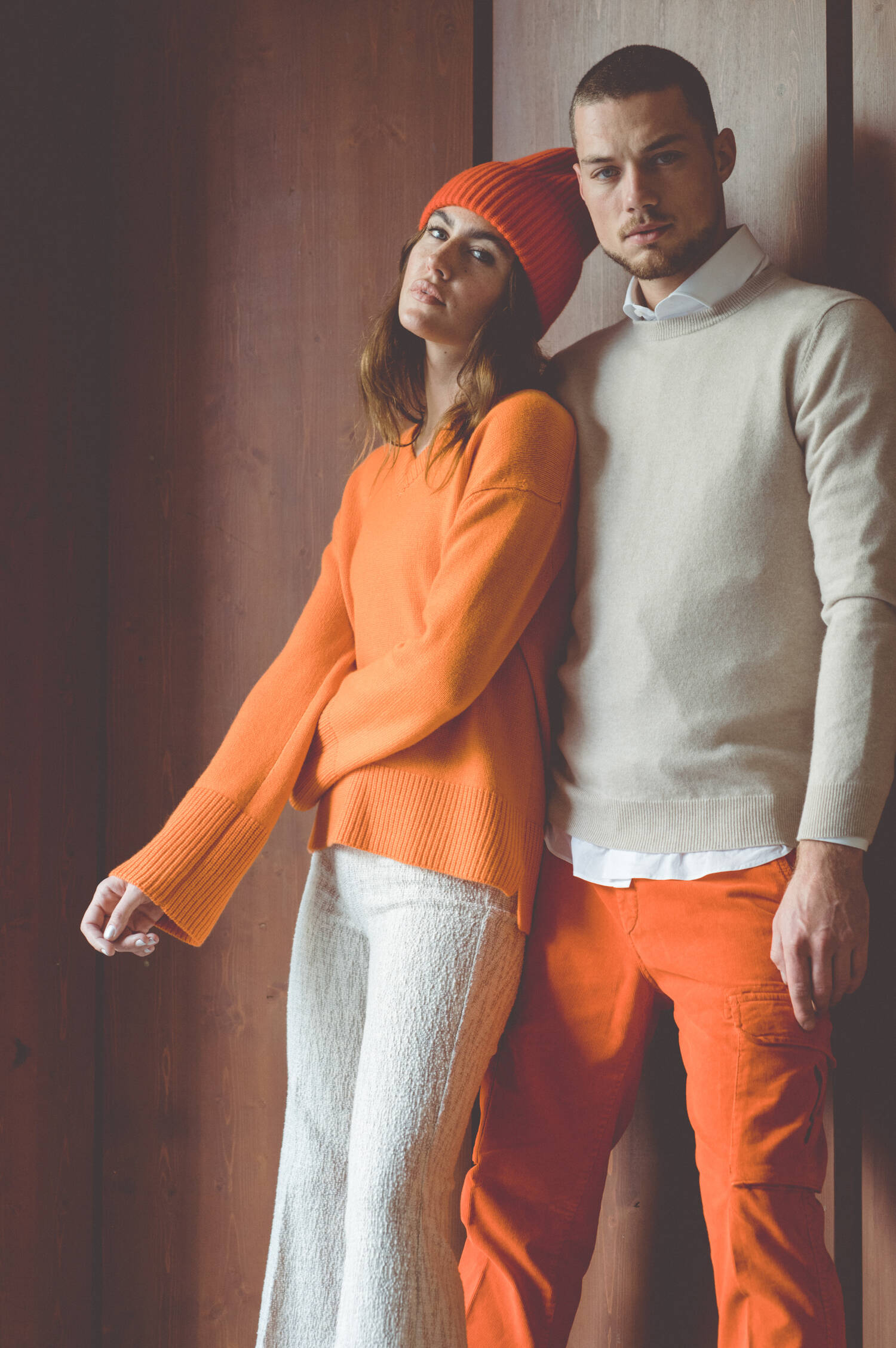 Rundhals-Pullover aus Cashmere in Beige