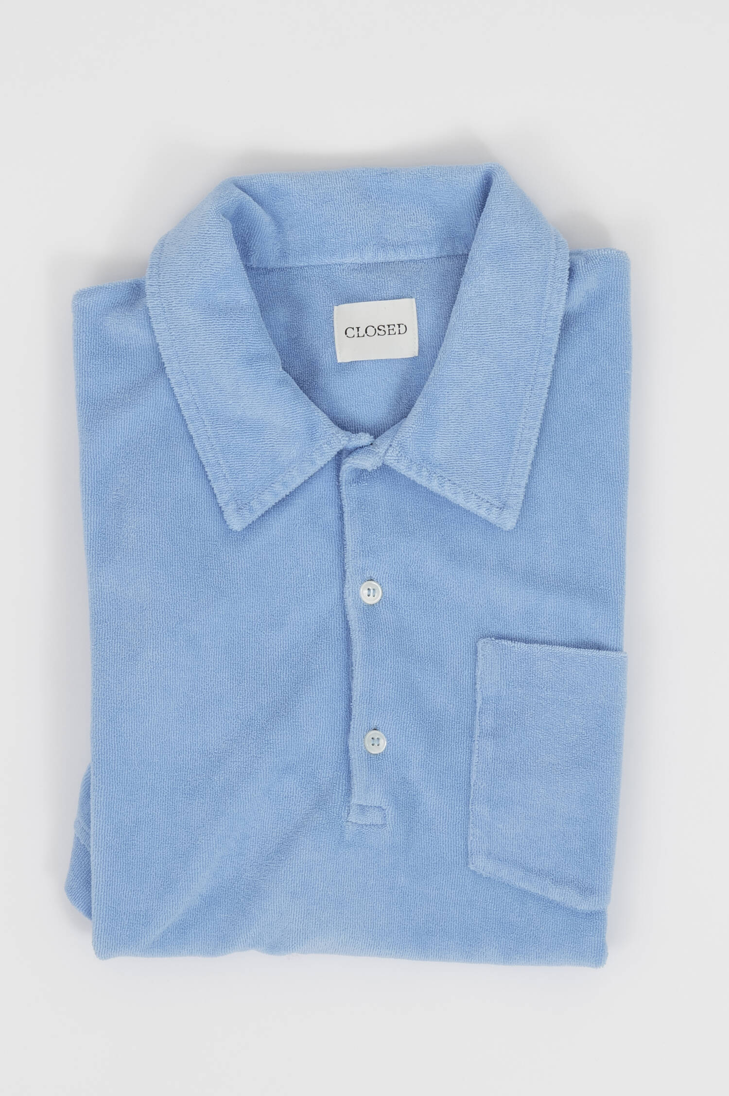 Frottee Poloshirt in Hellblau