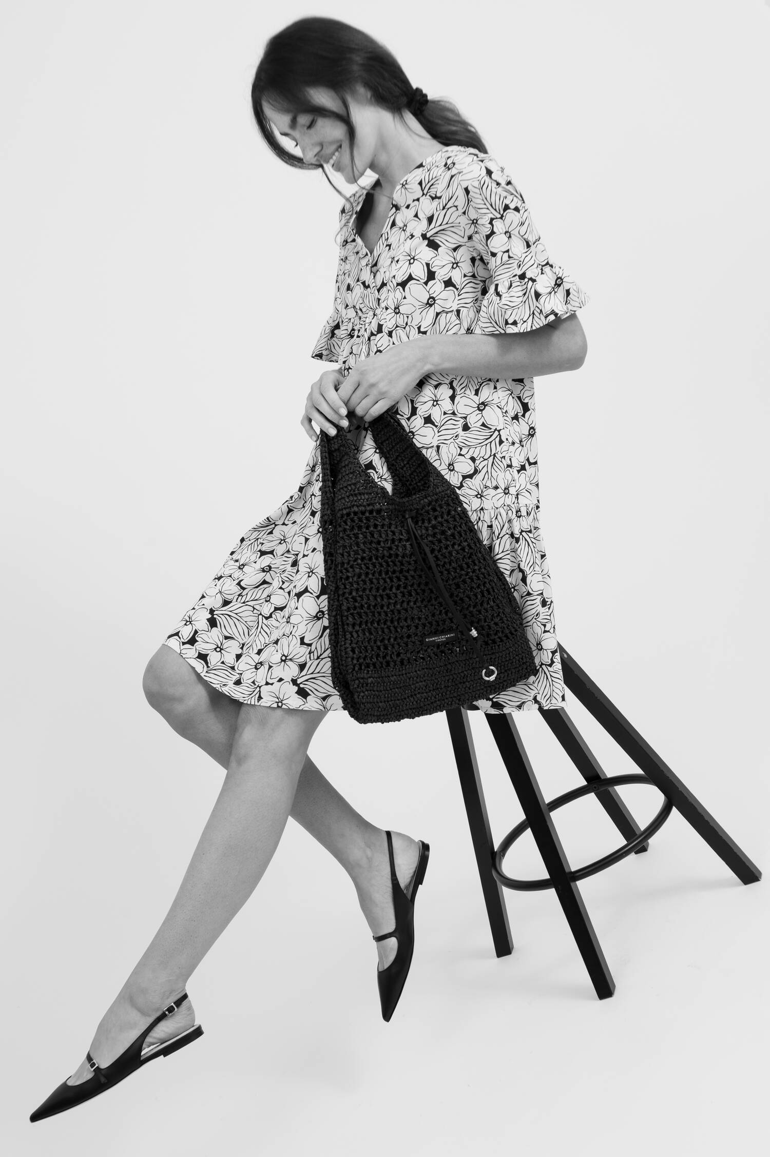 Jersey Kleid FUOCO in Weiß/Schwarz