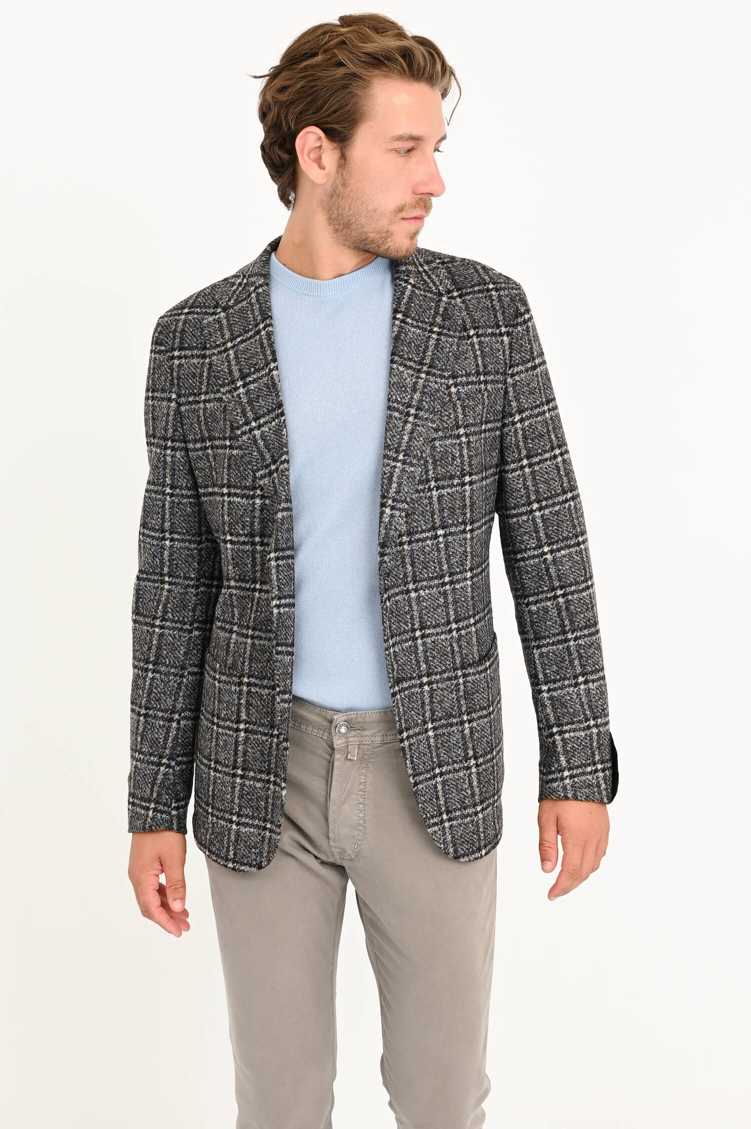 Sakko im Karo Design in Dunkelbraun