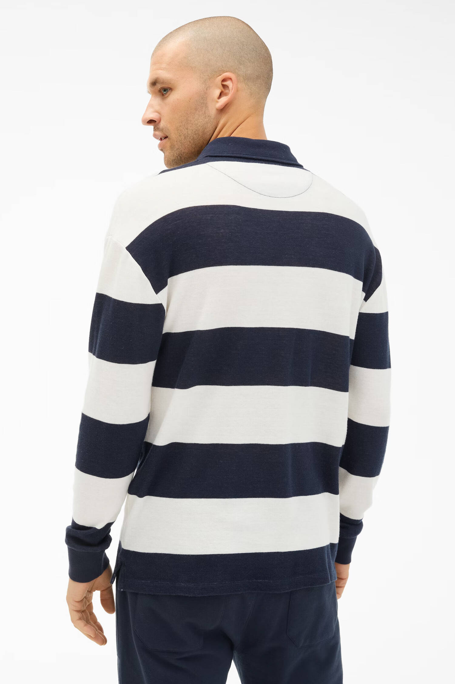 Longsleeve Poloshirt in Navy/Weiß