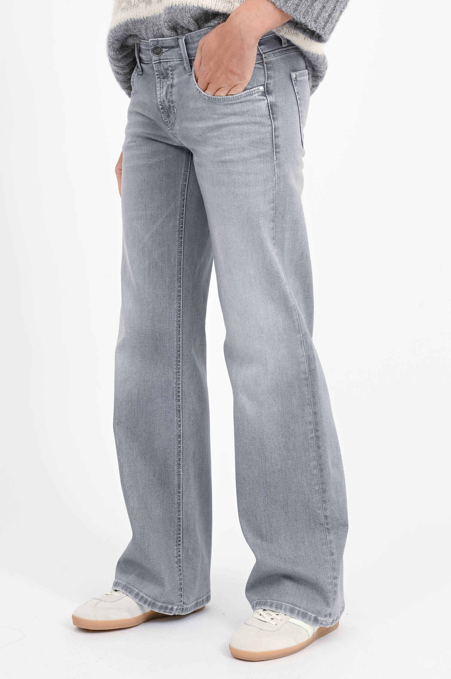 Wide-Leg-Jeans TESS in Hellgrau