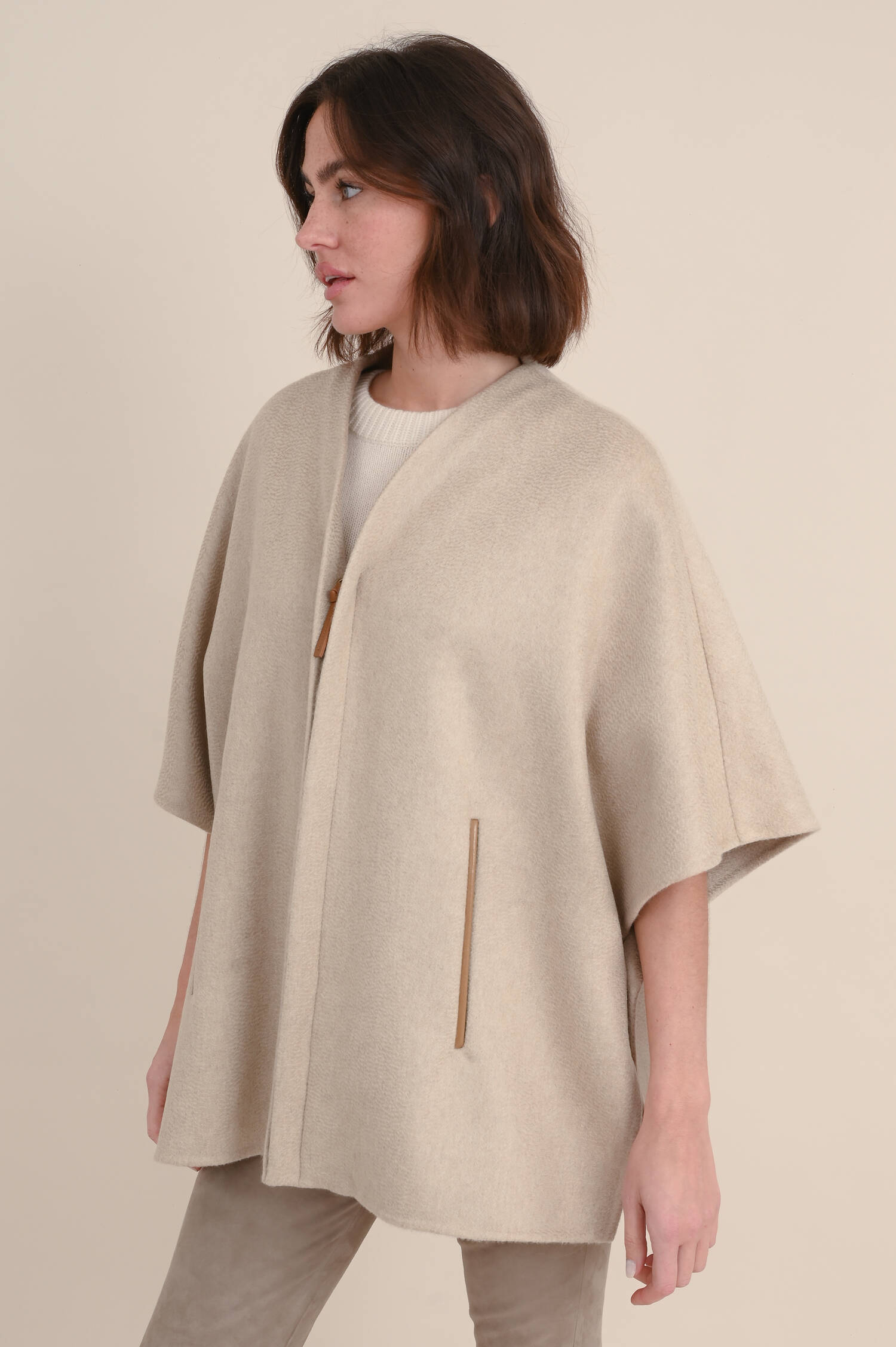 Cashmere Poncho ARIS in Beige