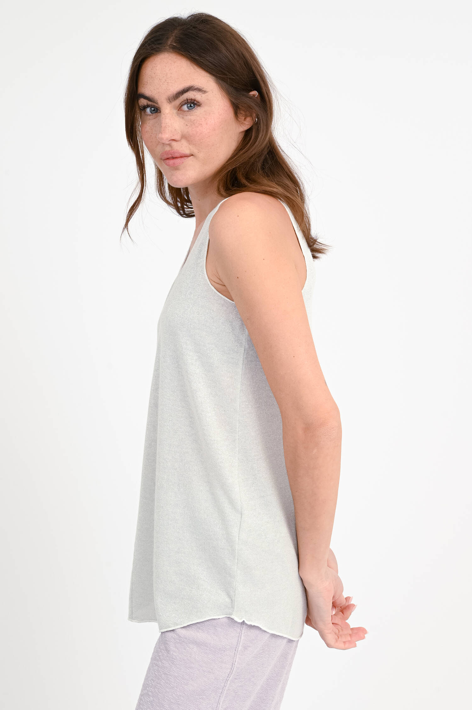 Glitzer-Top LUA mit V-Neck in Silber