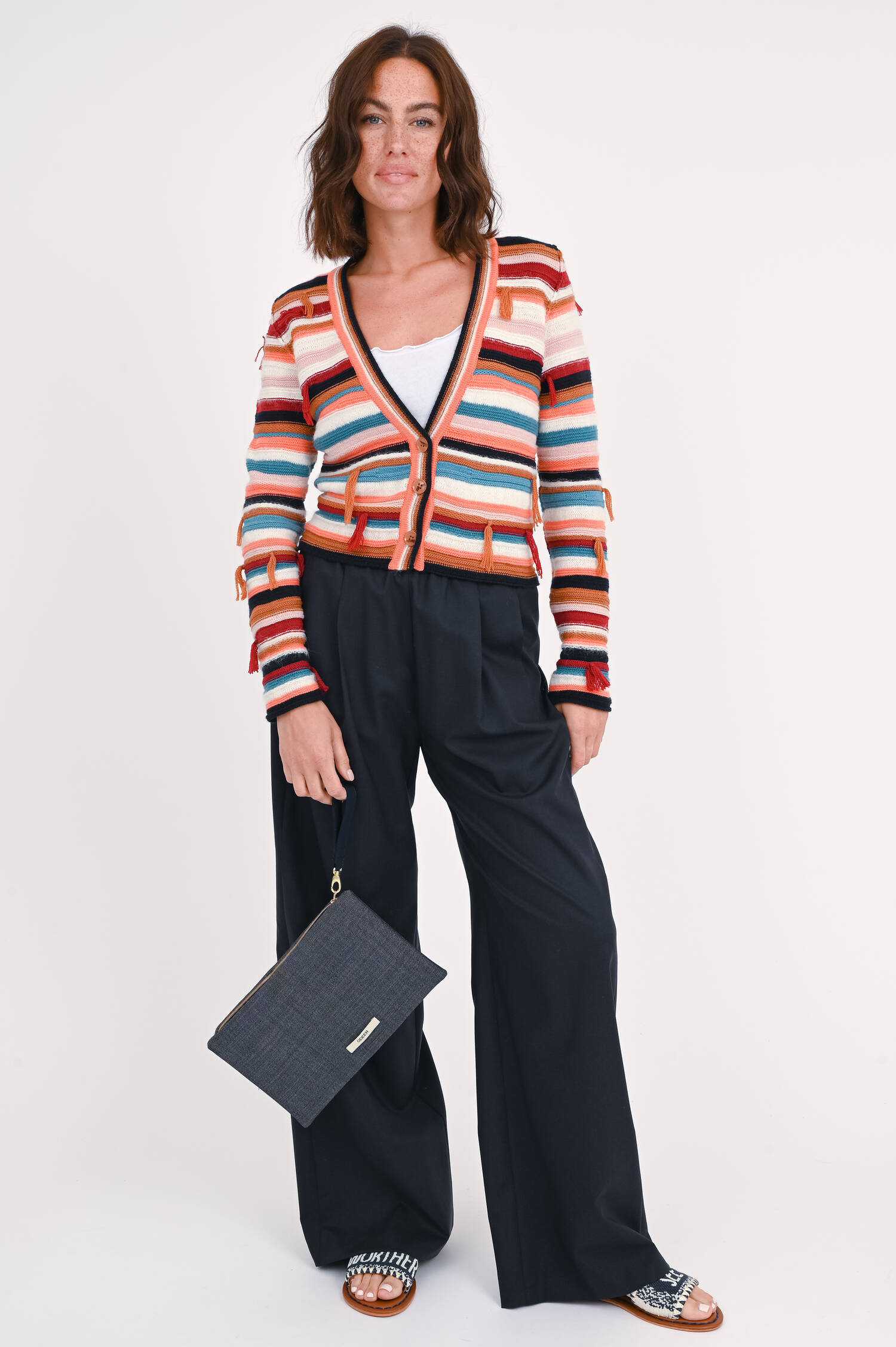 Strickjacke mit Streifen in Multicolor