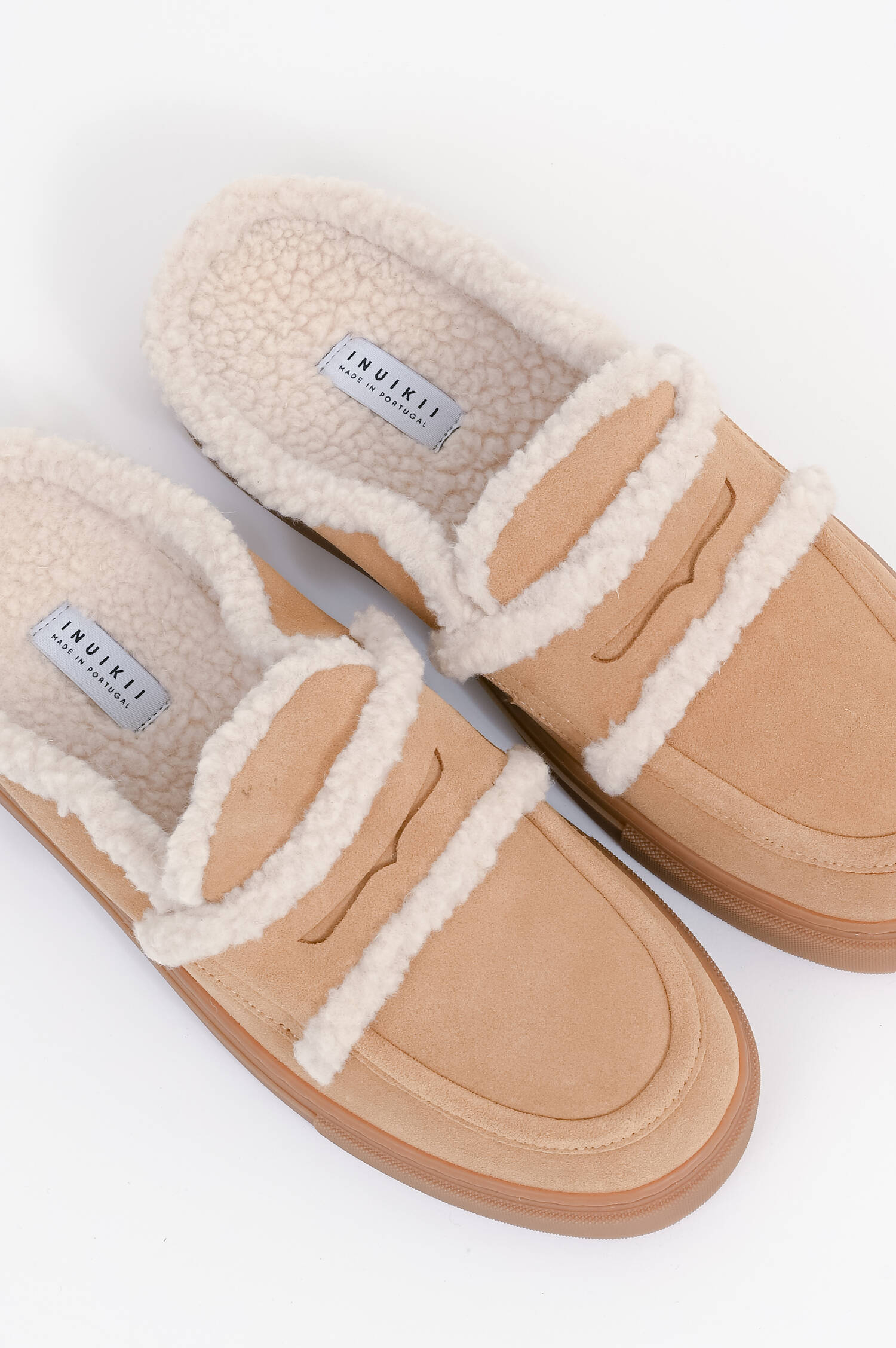 Shearling Mules in Beige