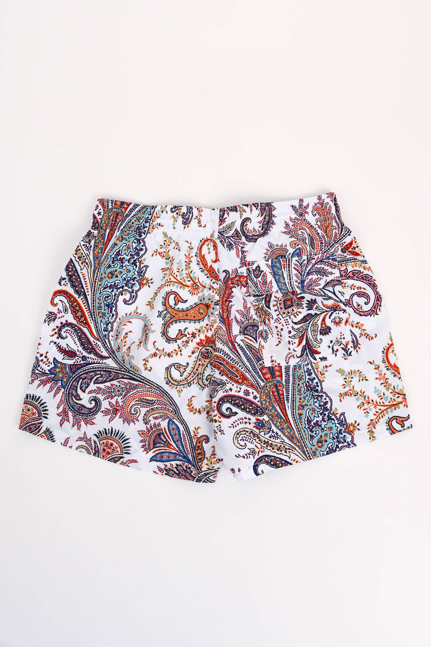 Badehose mit Paisley Print in Weiß/Multicolor