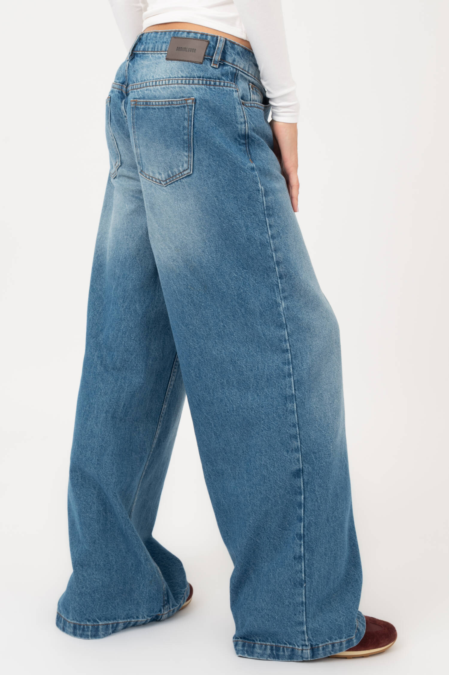 Baggy Wide-Leg-Jeans in Blau