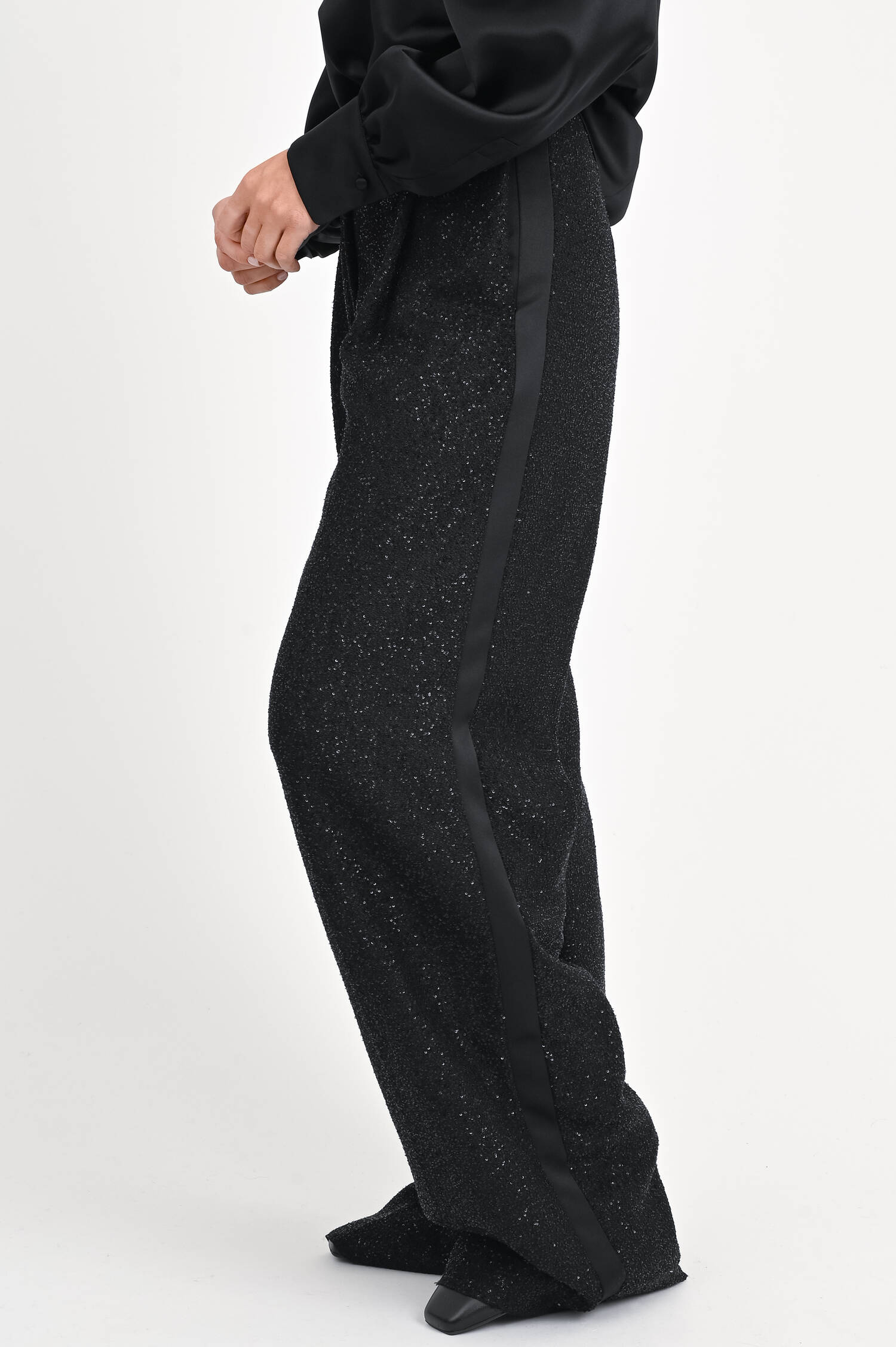 Hose mit Pailletten in Schwarz