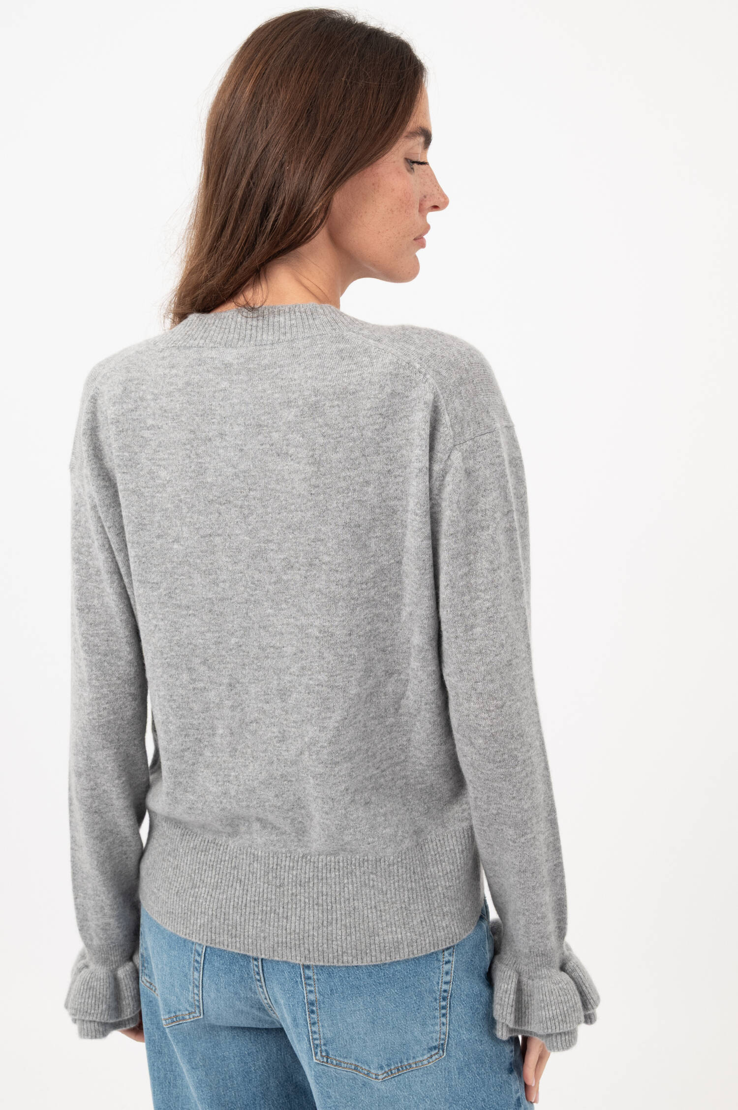 Cashmere- Pullover LENI in Grau meliert