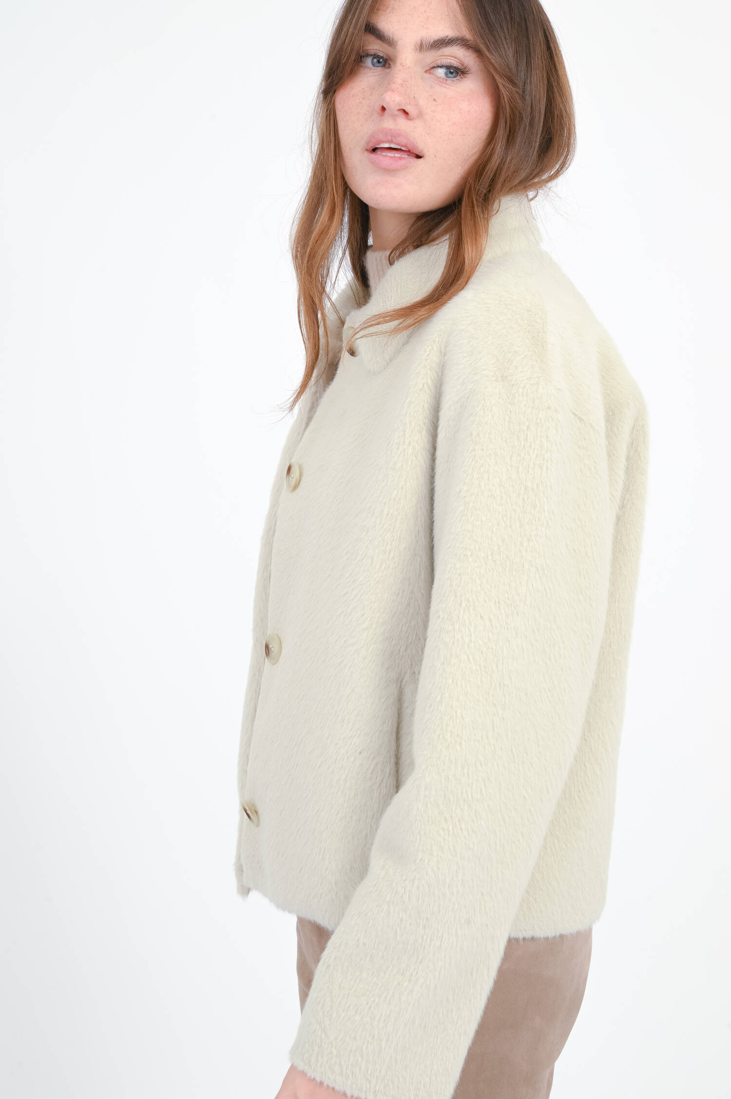 Faux Fur Jacke in Beige Faux Fur Jacke in Beige