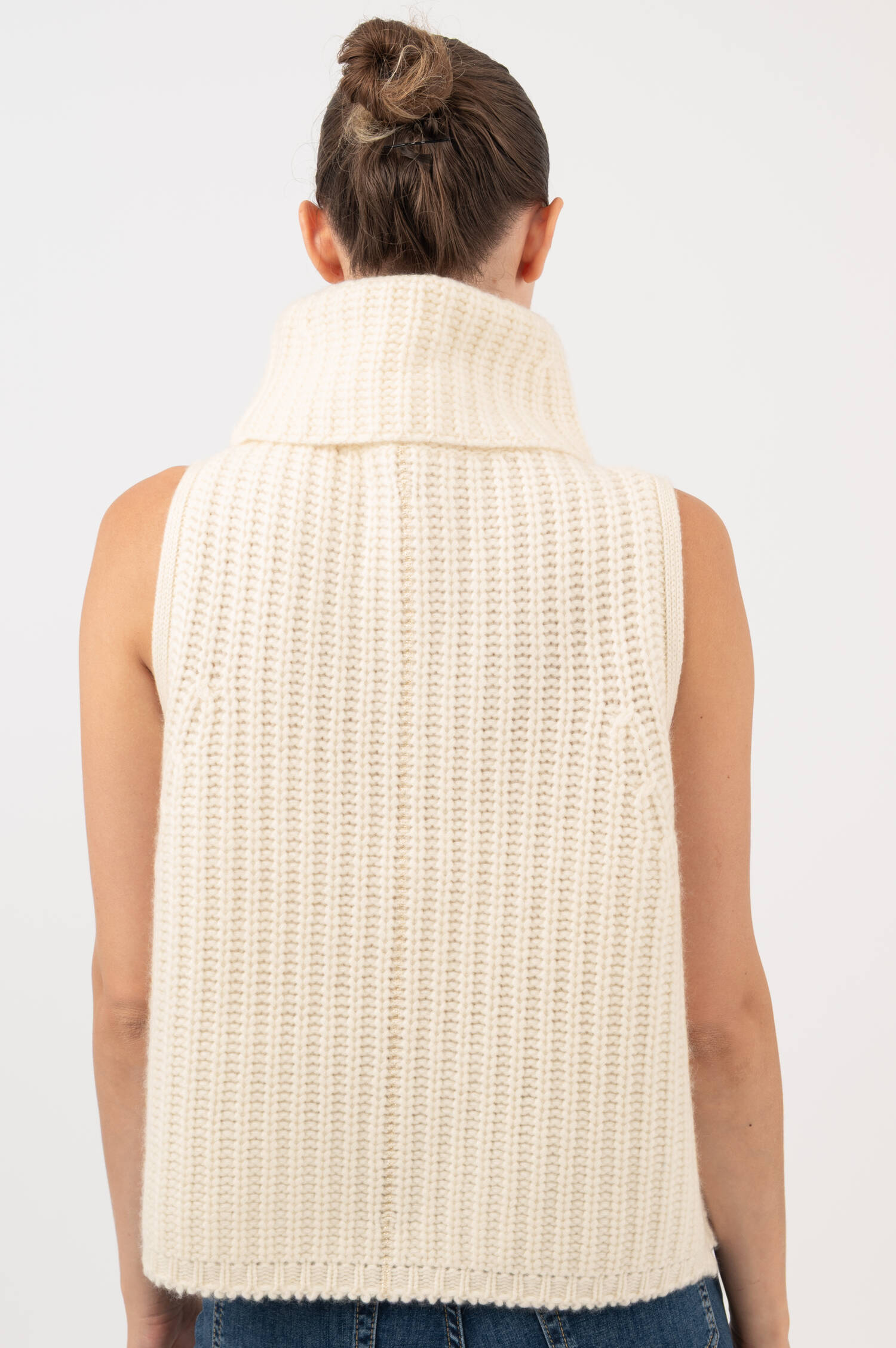 Rollkragen Cashmere Strickweste in Weiß Rollkragen Cashmere Strickweste in Weiß