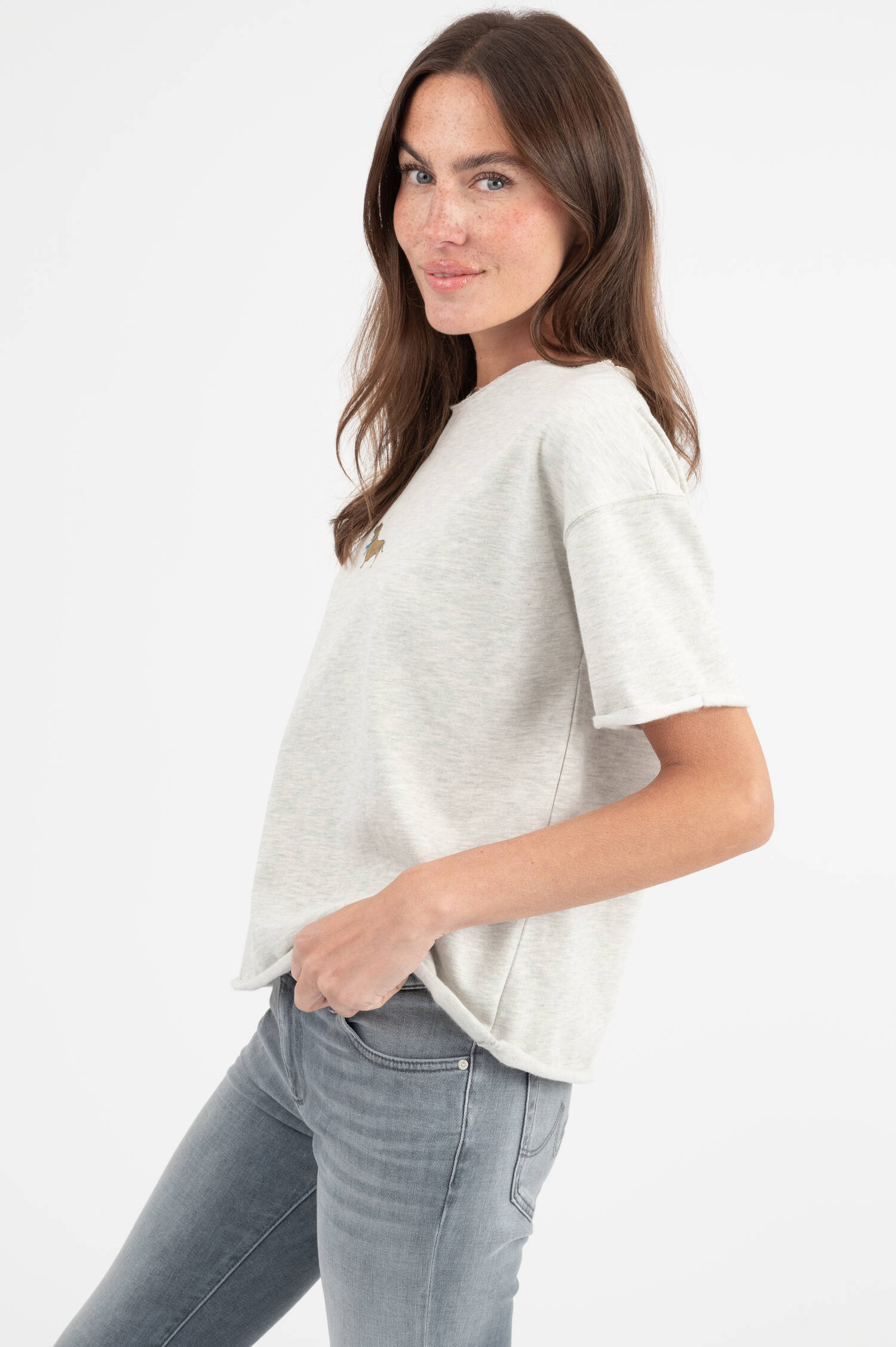 Sweat T-Shirt mit Illustration in Grau meliert Sweat T-Shirt mit Illustration in Grau meliert
