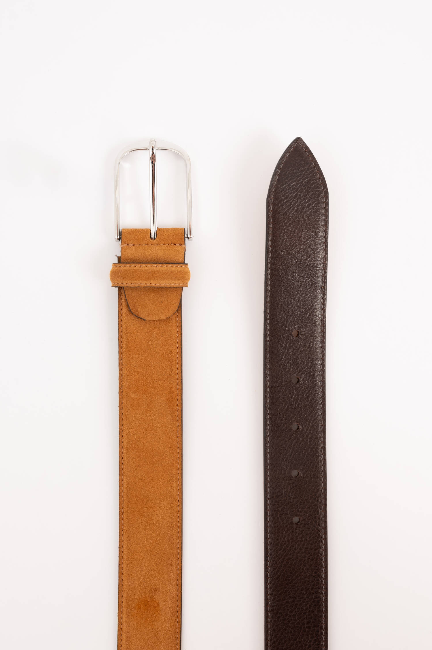 Gürtel aus Velour-Leder in Camel