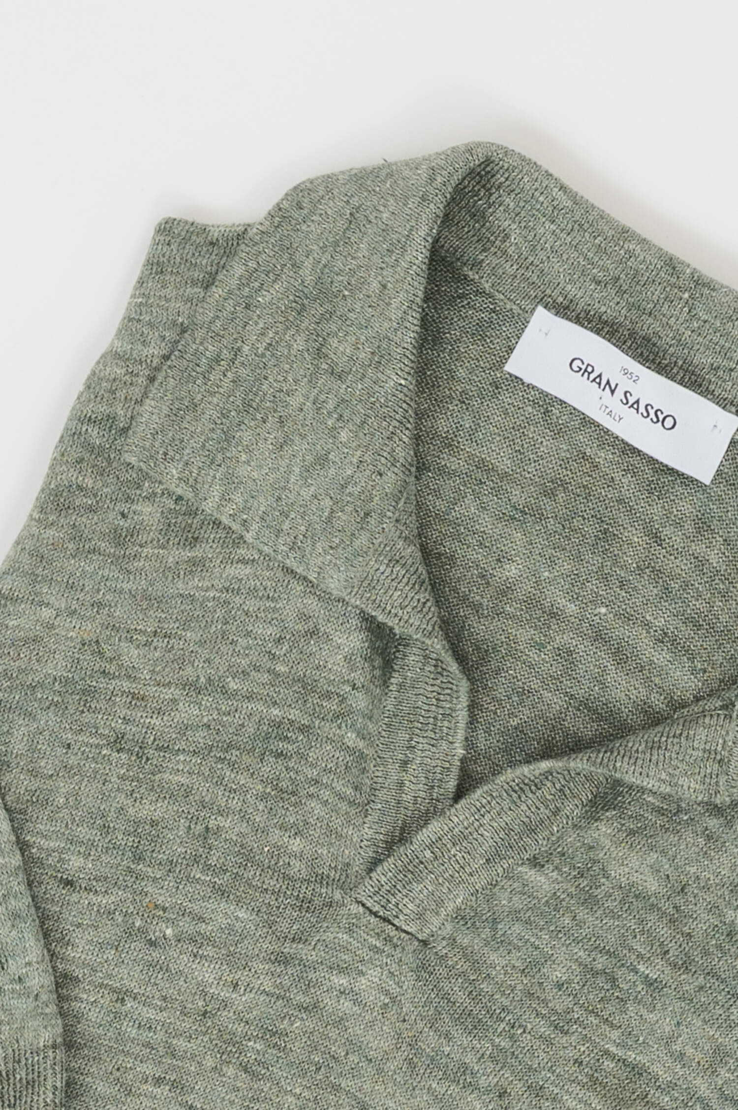 Leinen Poloshirt in Oliv meliert