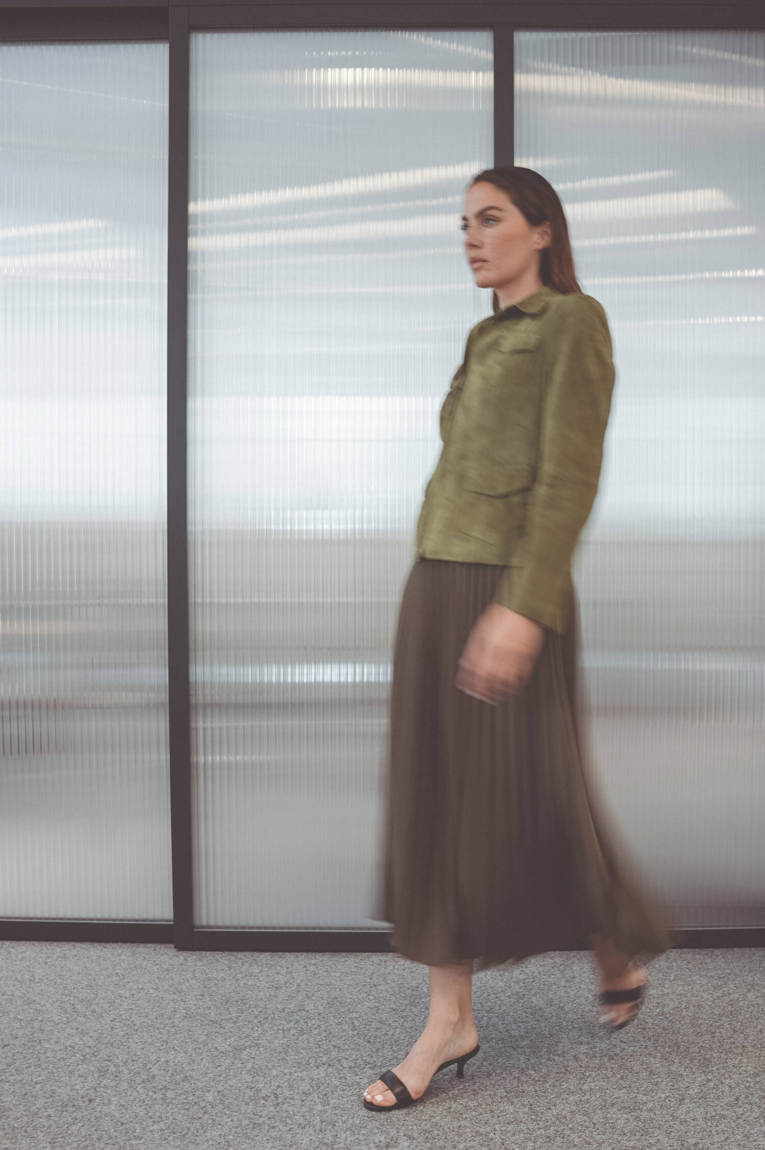 Midi-Plisseerock in Khaki Midi-Plisseerock in Khaki