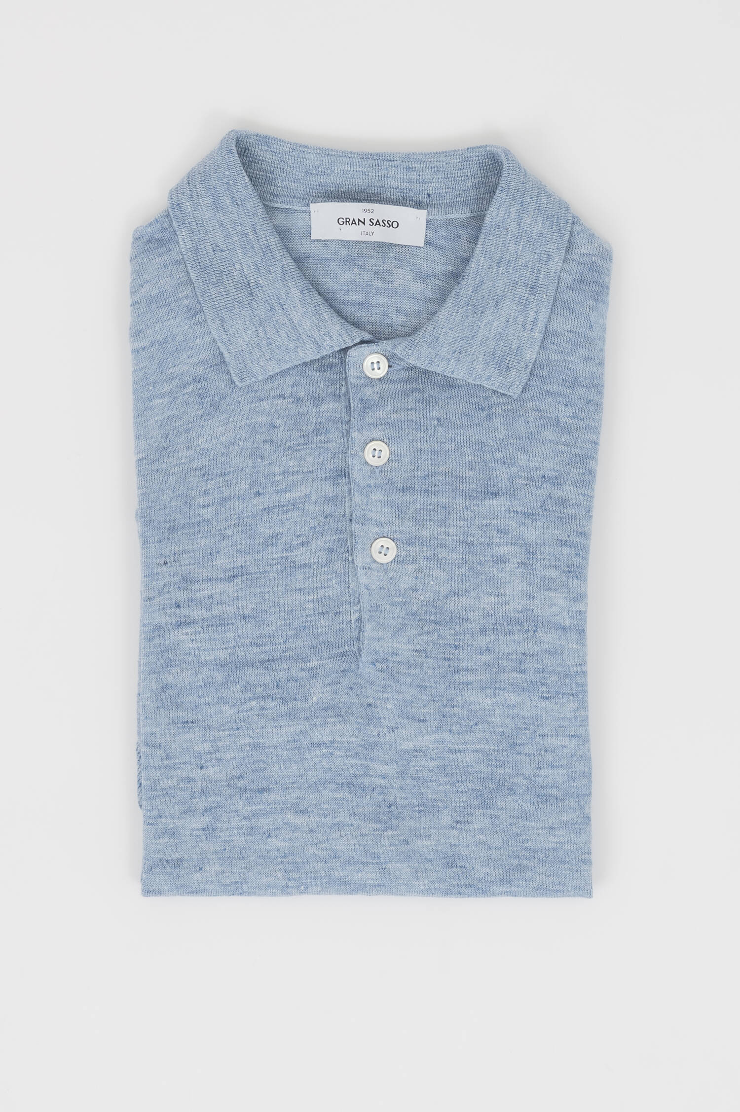 Poloshirt aus Leinen in Hellblau meliert